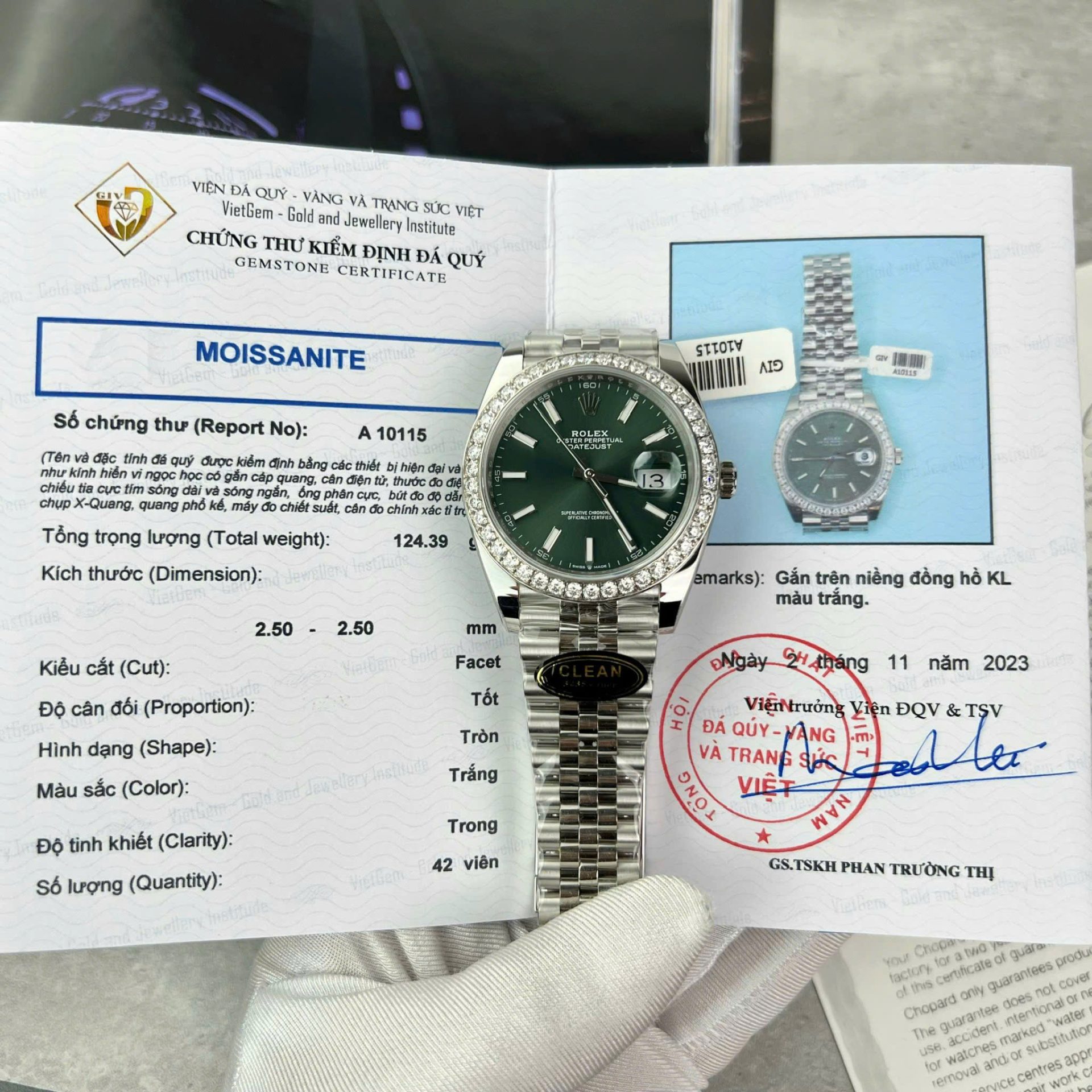 Rolex DateJust Green Dial Copies Watch Moissanite Diamonds Custom Clean Factory 41mm - Top club