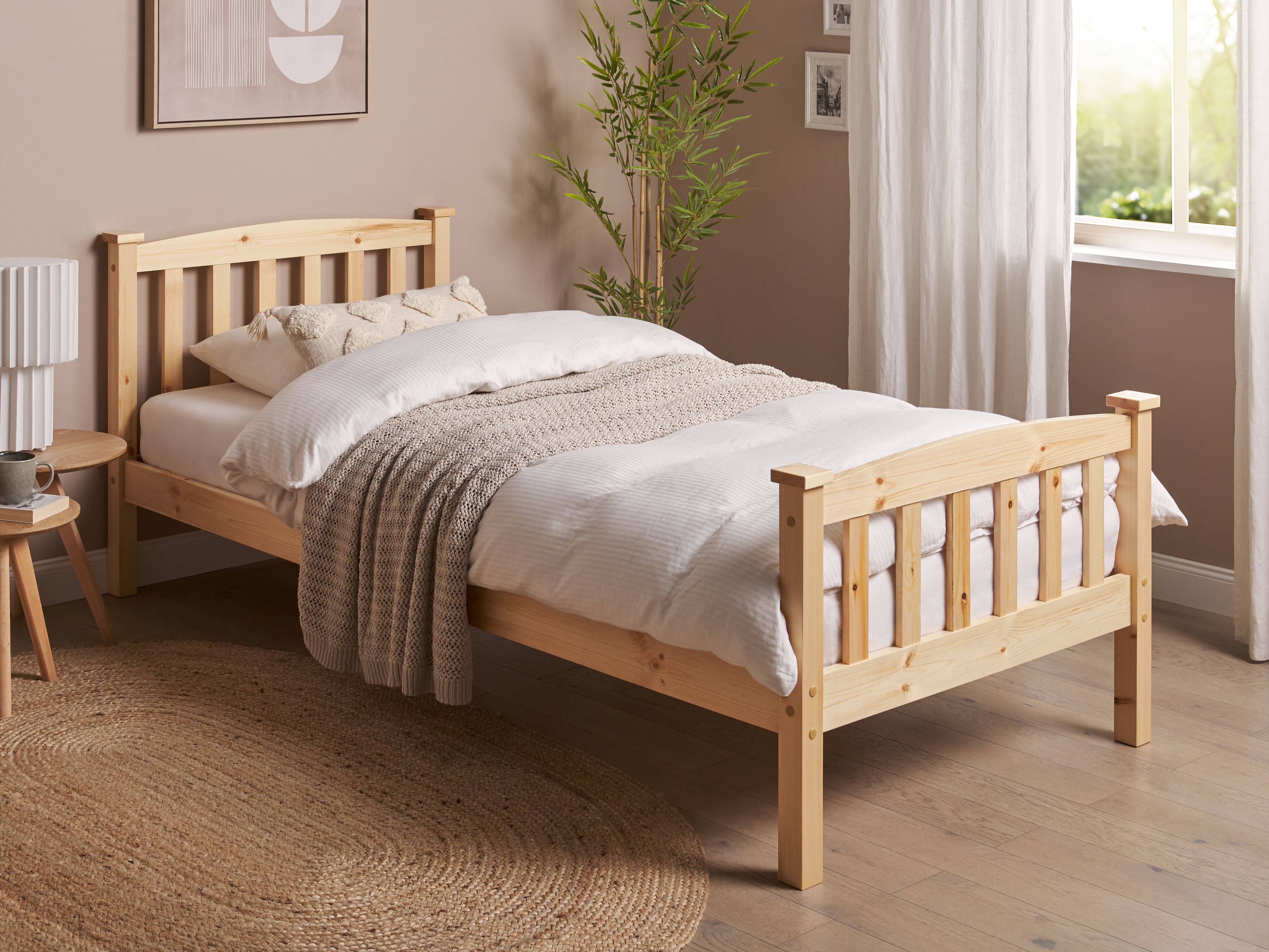Bed Pine Wood GIVERNY 90 x 200 cm (EU Single) Light Brown
