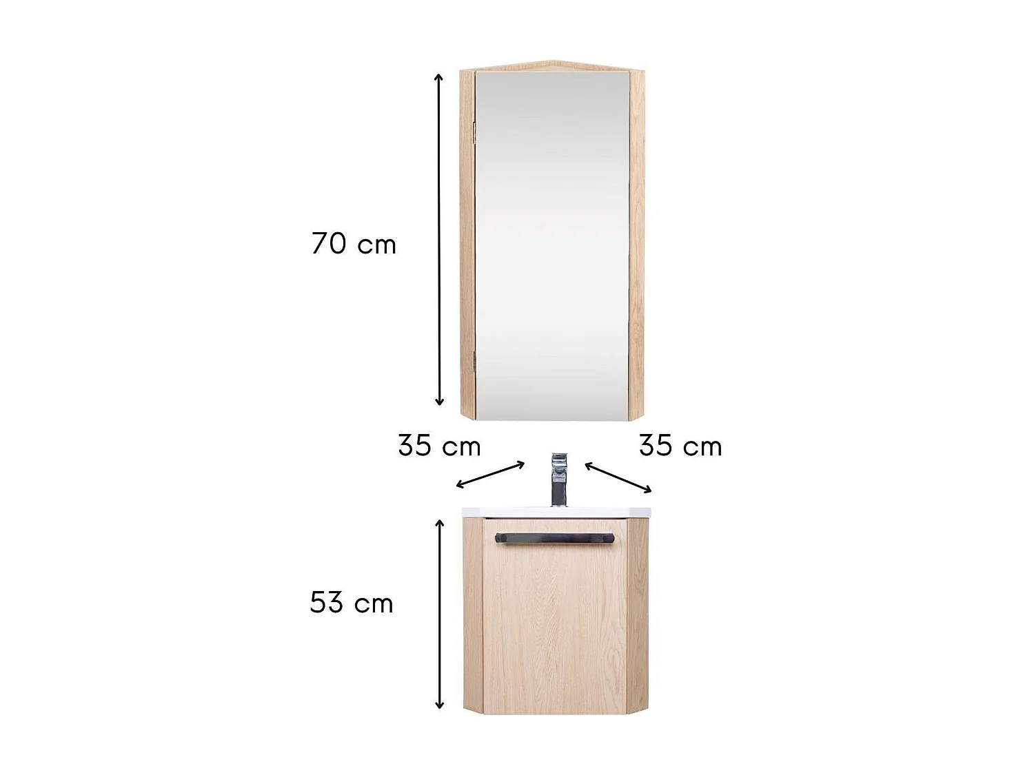 Ensemble lave-mains d'angle SKINO suspendu avec armoire miroir
