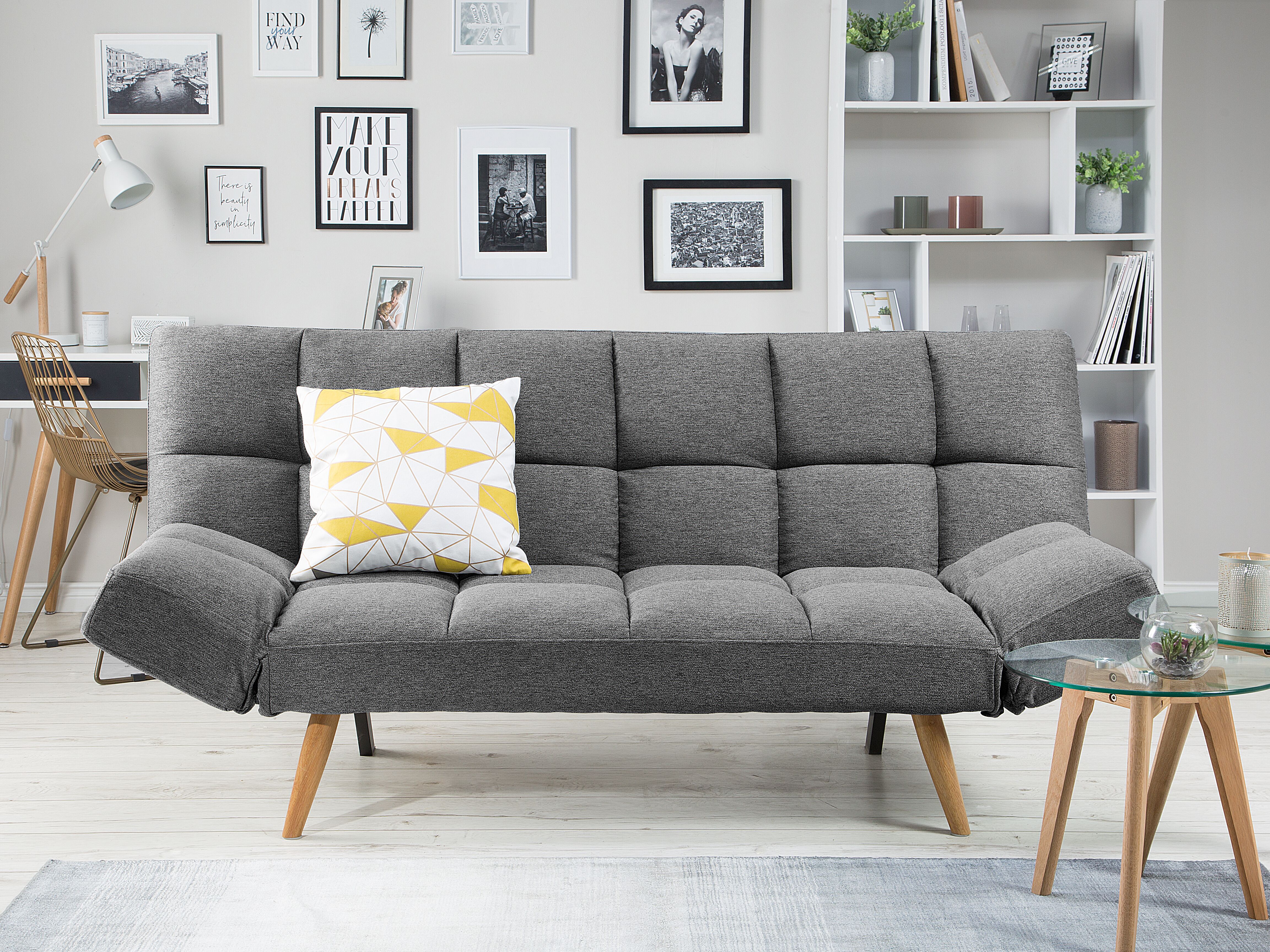 Sofa Bed 2 Seater INGARO Fabric Dark Grey