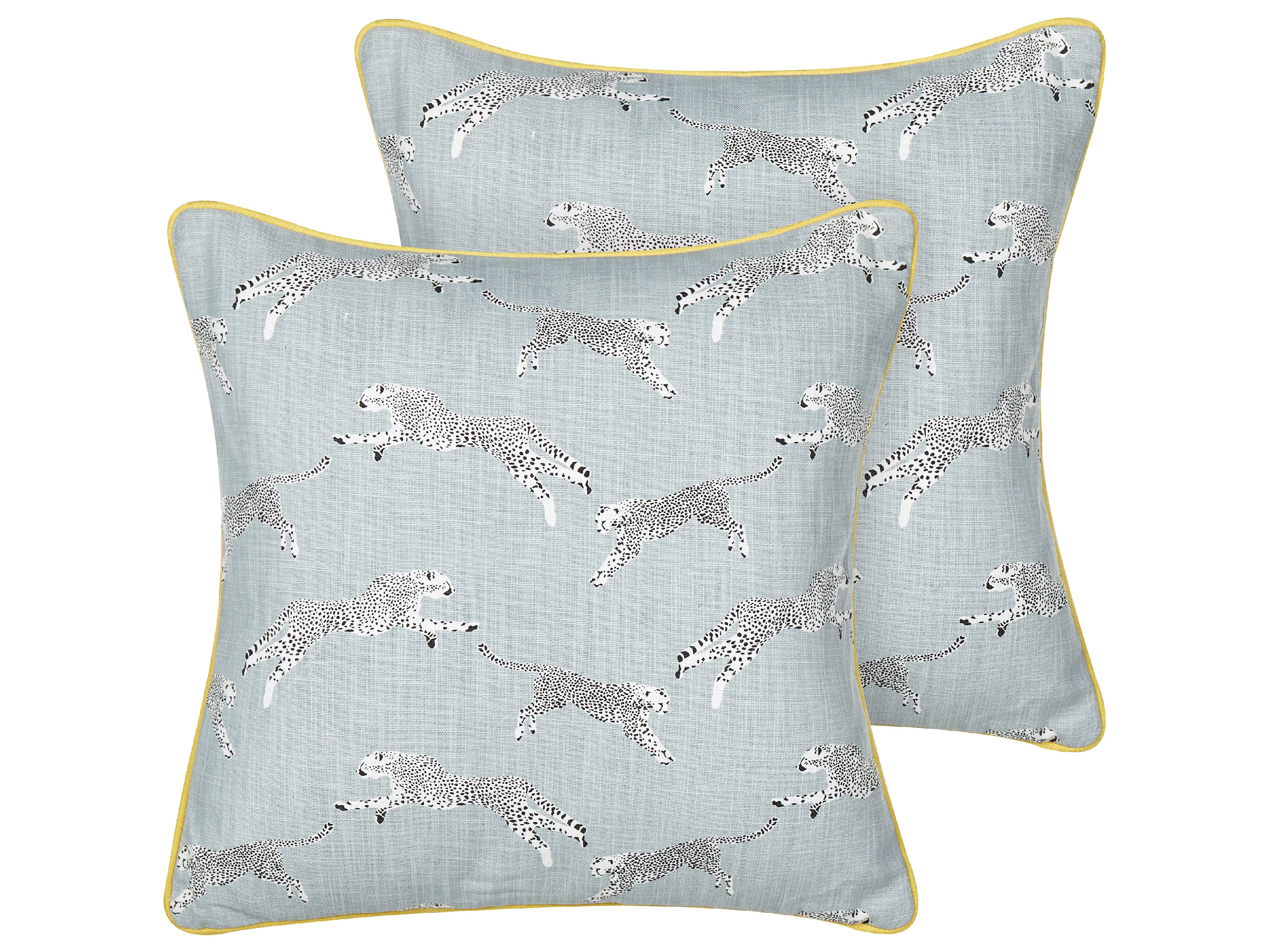 Set of 2 Decorative Cushions ARALES Cotton 45 x 45 cm Light Grey Animal Pattern