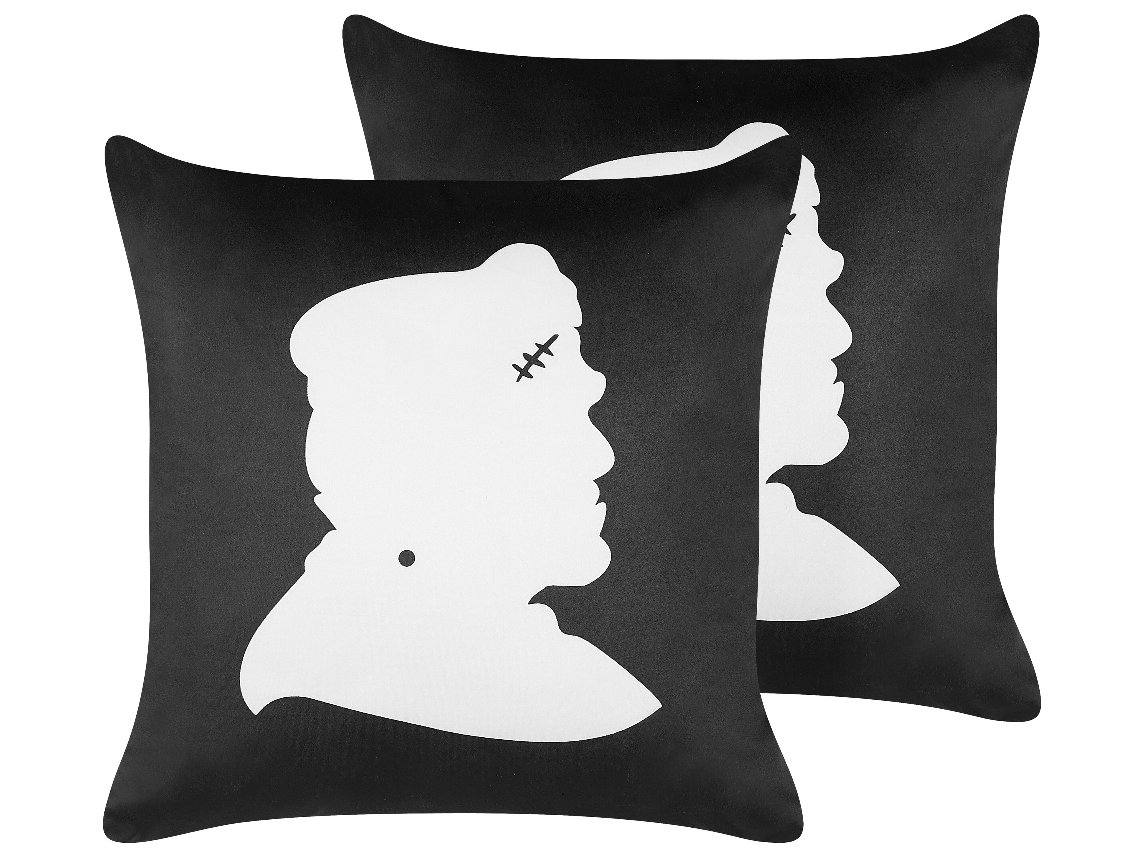 Set of 2 Decorative Cushions FRANKLINIA Velvet 45 x 45 cm Black Abstract Pattern