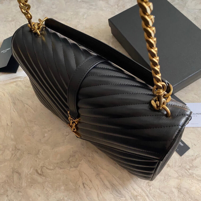 Replica Ysl Saint Laurent Sheepskin Matelasse Chevron Monogram Large College Satchel 392738 Black1:1High-quality replica