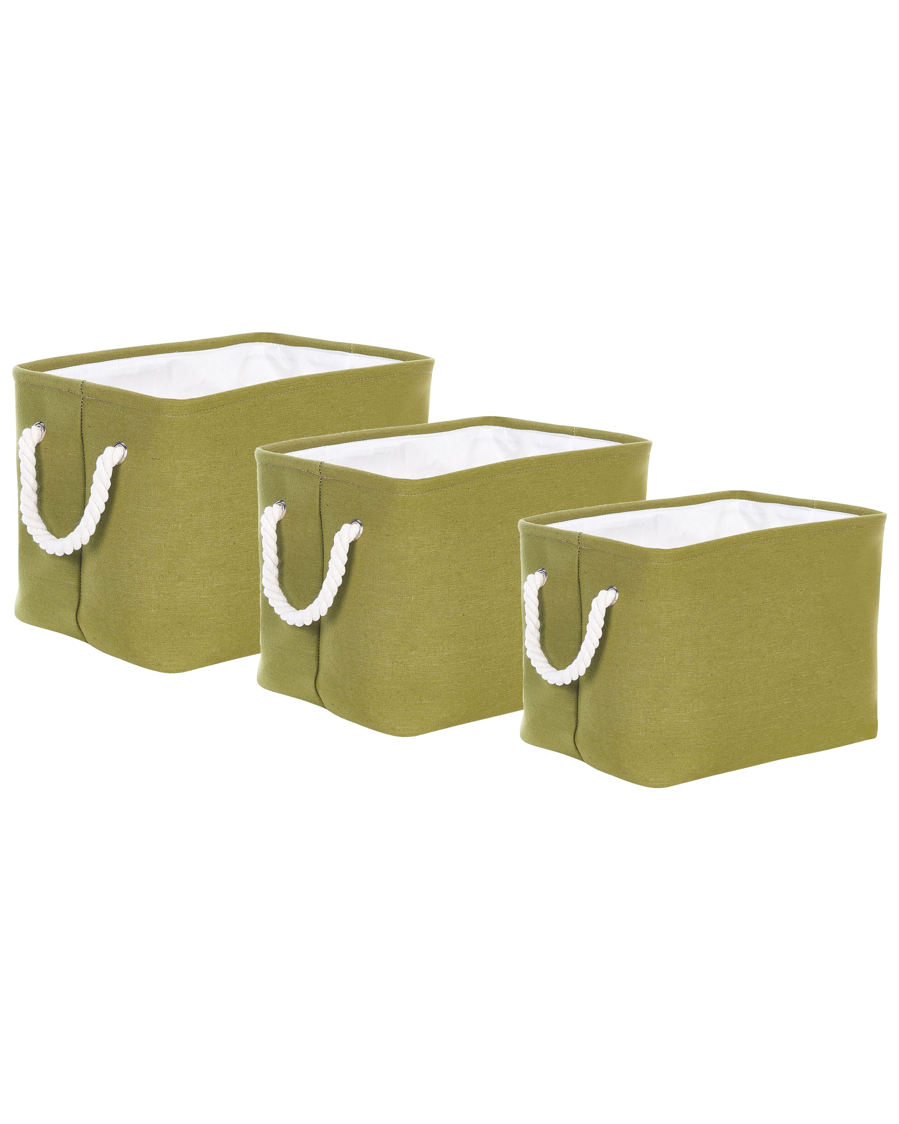 Set of 3 Baskets DARQAB Cotton Olive Green