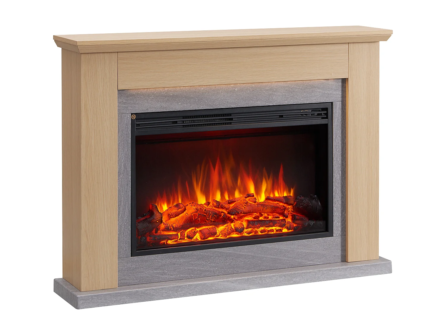 Cheminée électrique BALDERIA Typhon - Cheminée sur pied, chauffage 2000 W - Marron clair