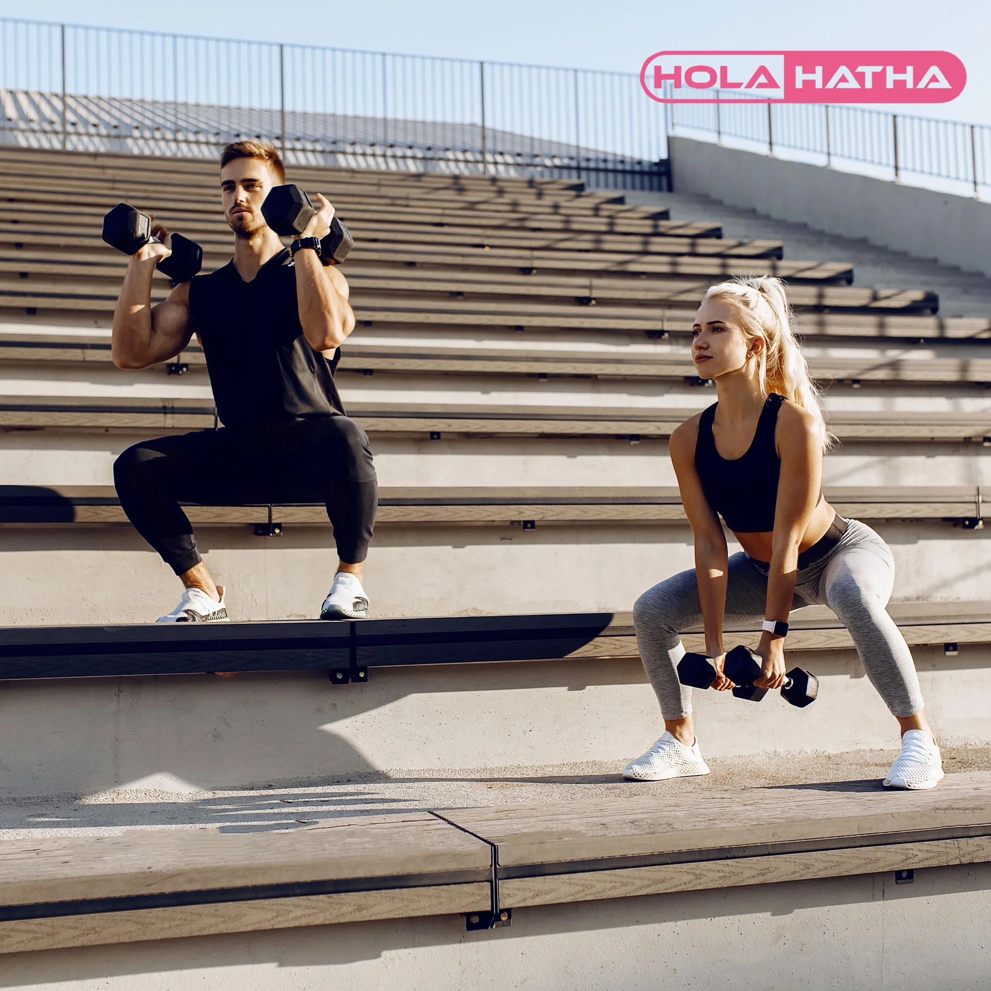 HolaHatha 10, 15, 25, 30, & 35 Pound Hexagonal Dumbbell Weight Set w/Rack - Image 5