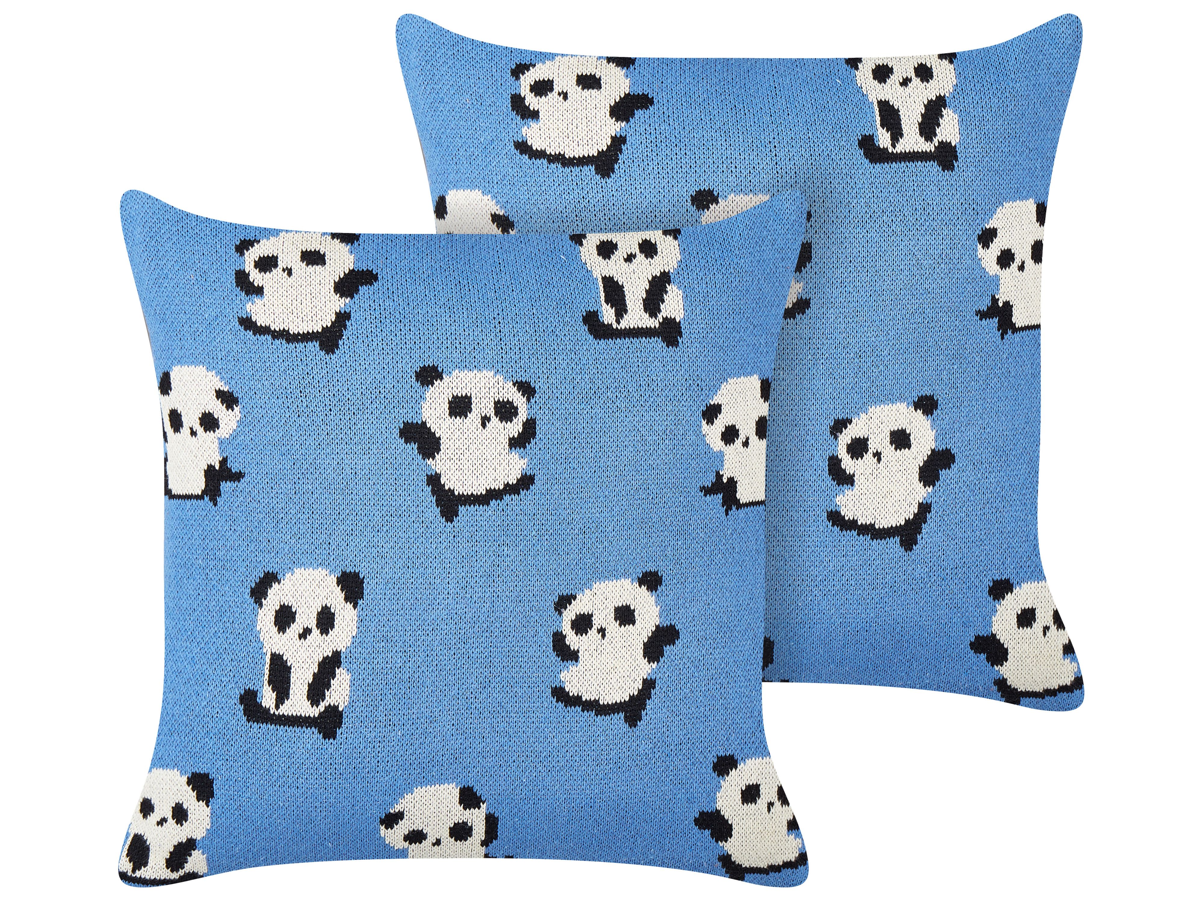 Set of 2 Decorative Cushions TALOKAN Cotton 45 x 45 cm Blue