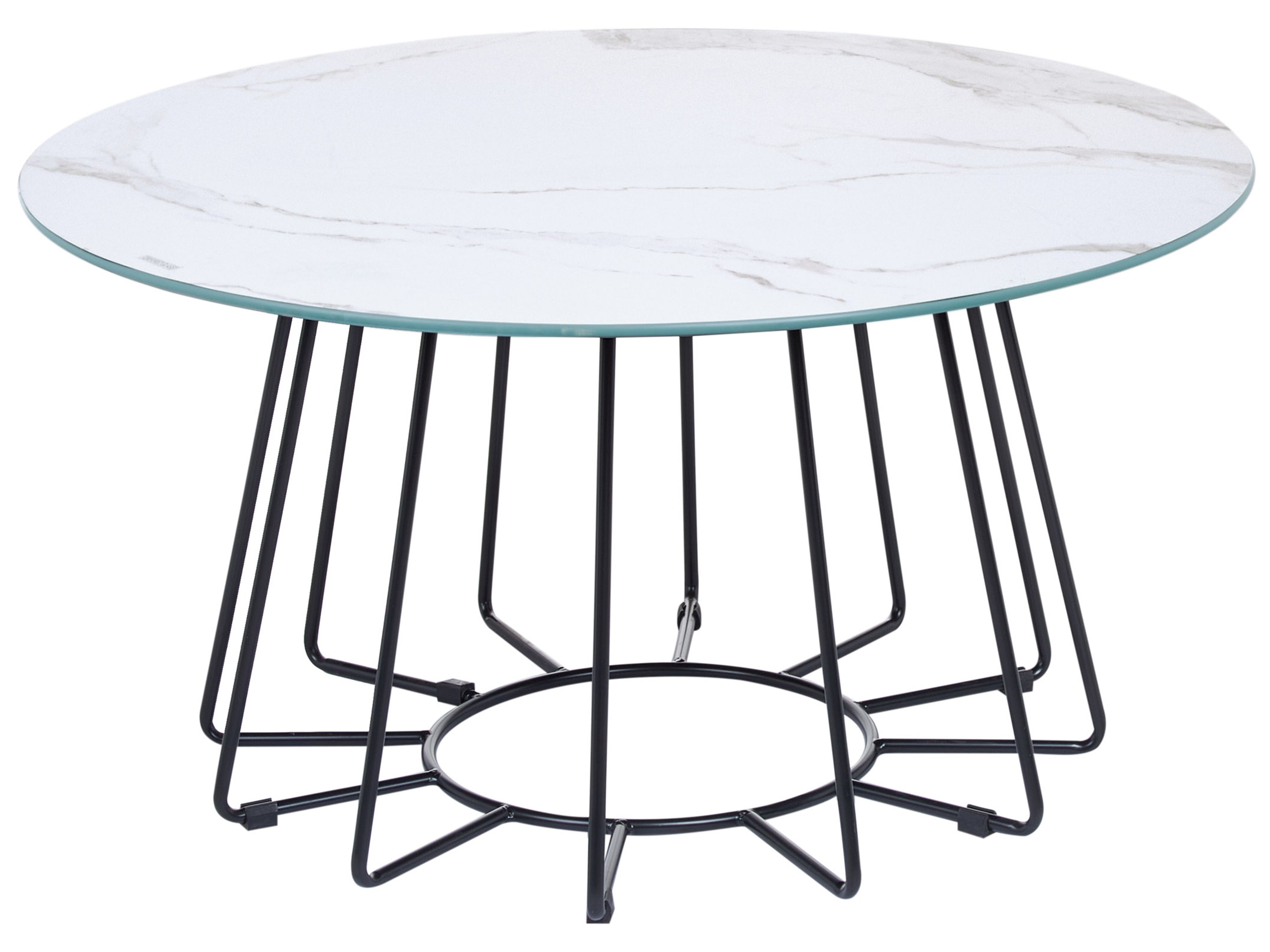Coffee Table BERNIE Tempered Glass White Marble