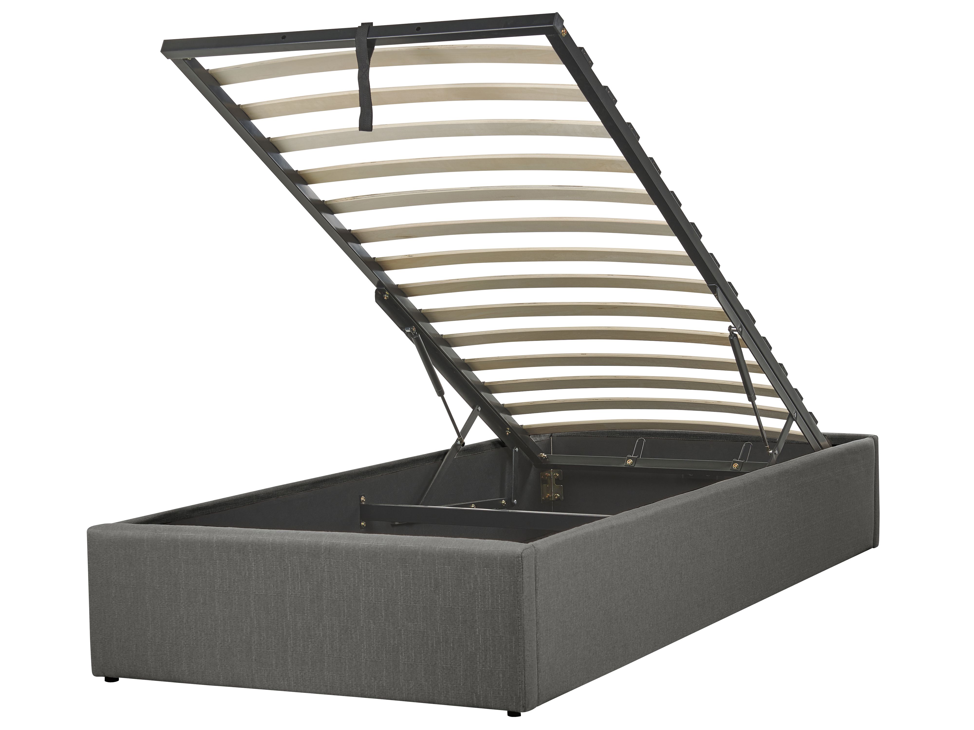 Ottoman Bed without Headboard Fabric DINAN 90 x 200 cm (EU Single) Dark Grey