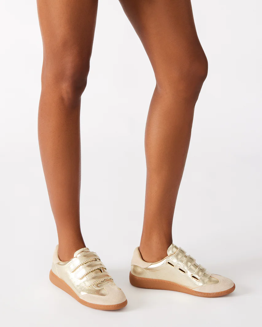 MOMENTUM Gold Velcro Low-Top Women's Sneakers