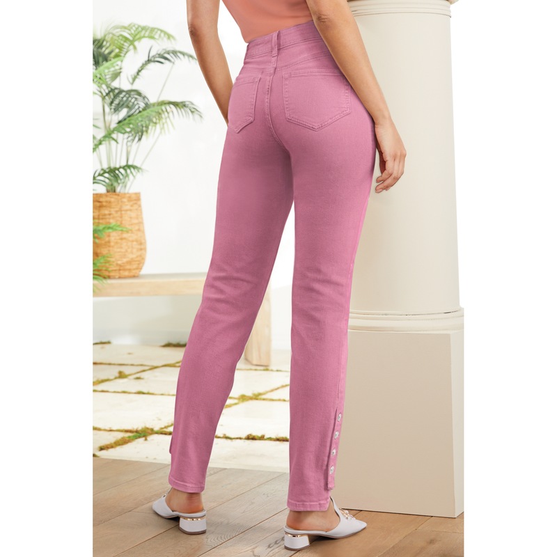 Lea Slim-Fit Stretch Jean with Metal-Button Ankle Detail - MIDNIGHT VELVET CATALOG