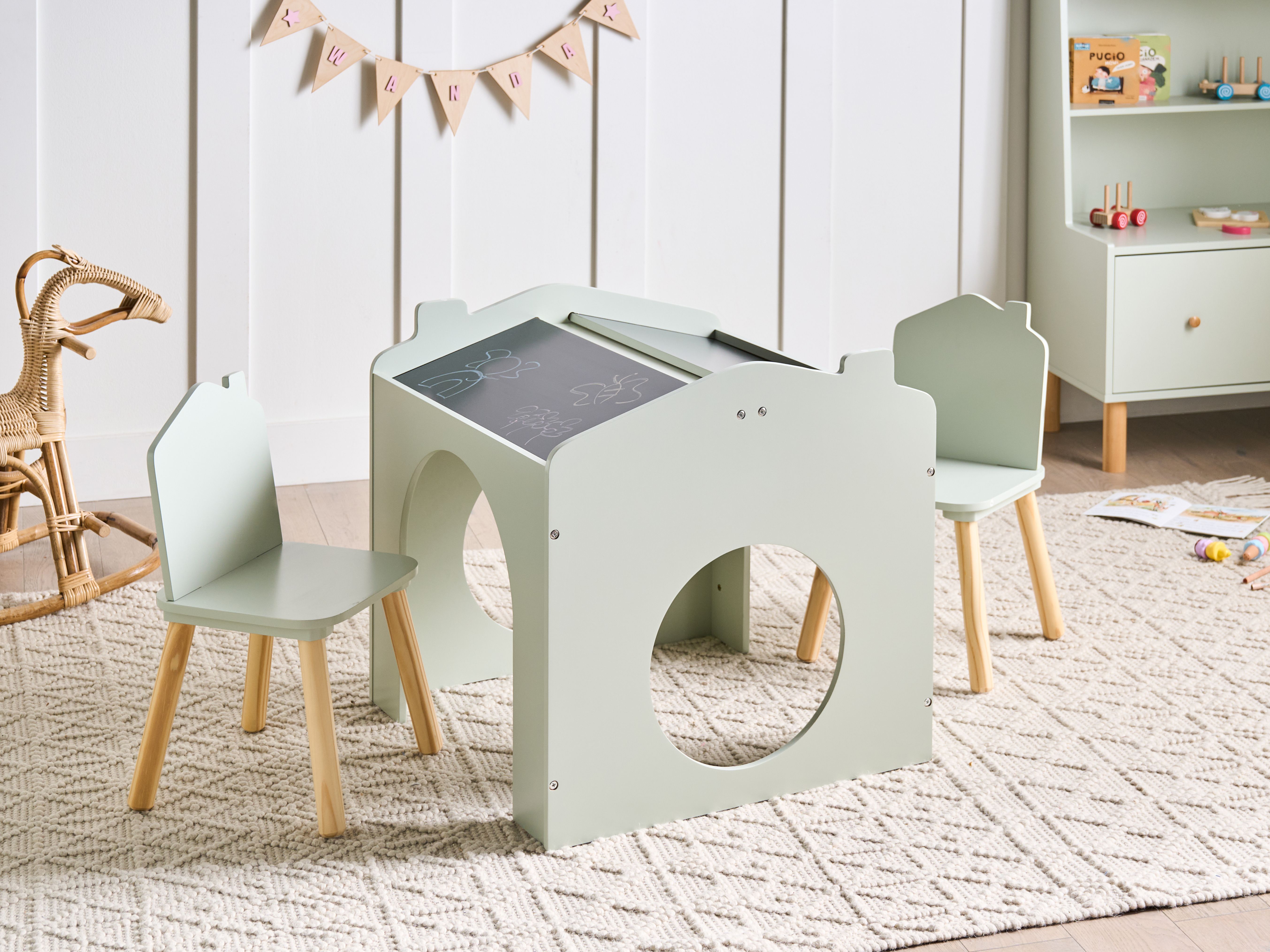 Kids Table with Chairs QUILPIE Light Green