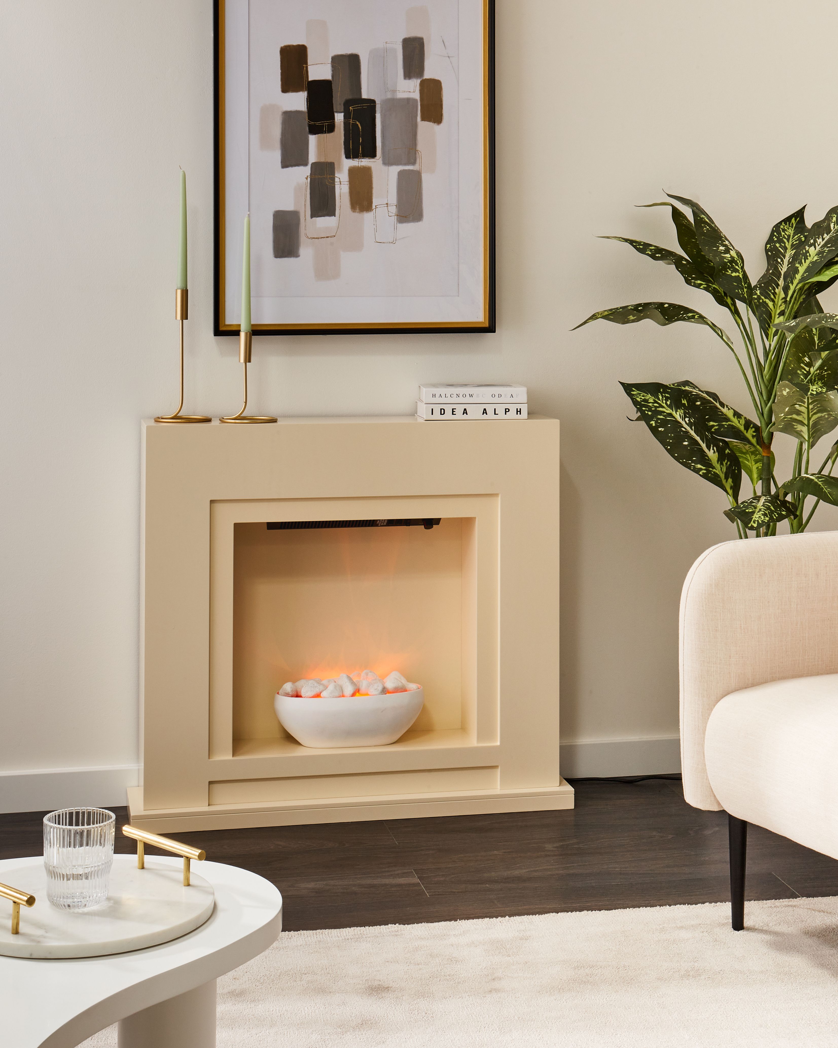 Electric Fireplace Heater SAHARA Beige