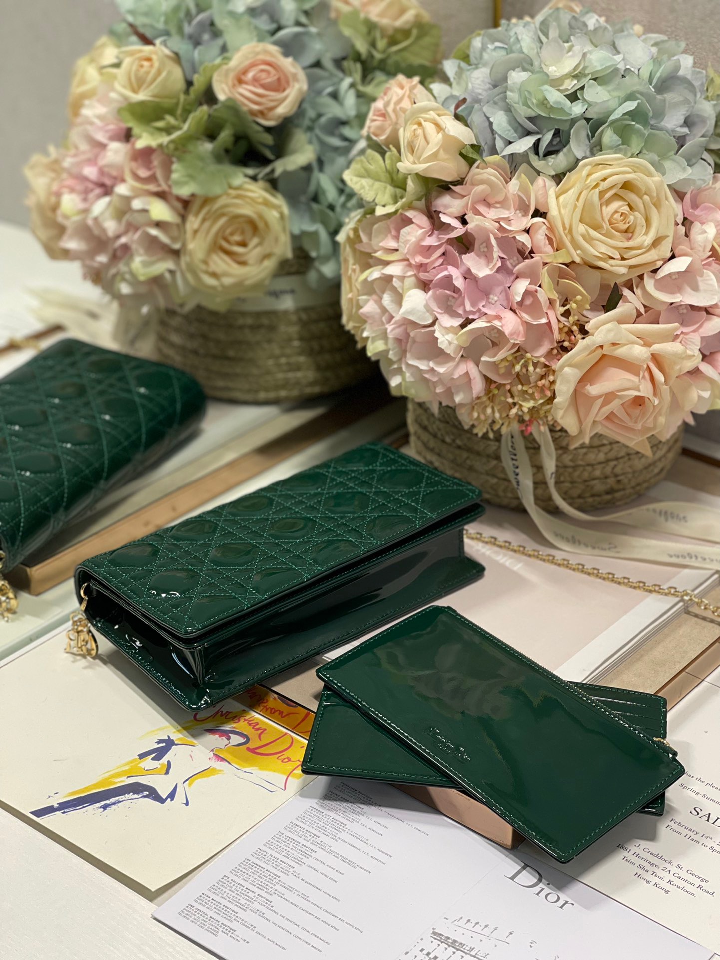 Christian Dior Lady Dior Pouch Green, For Women, Women’s Handbags 8.5in/21.5cm CD1:1High-quality replica