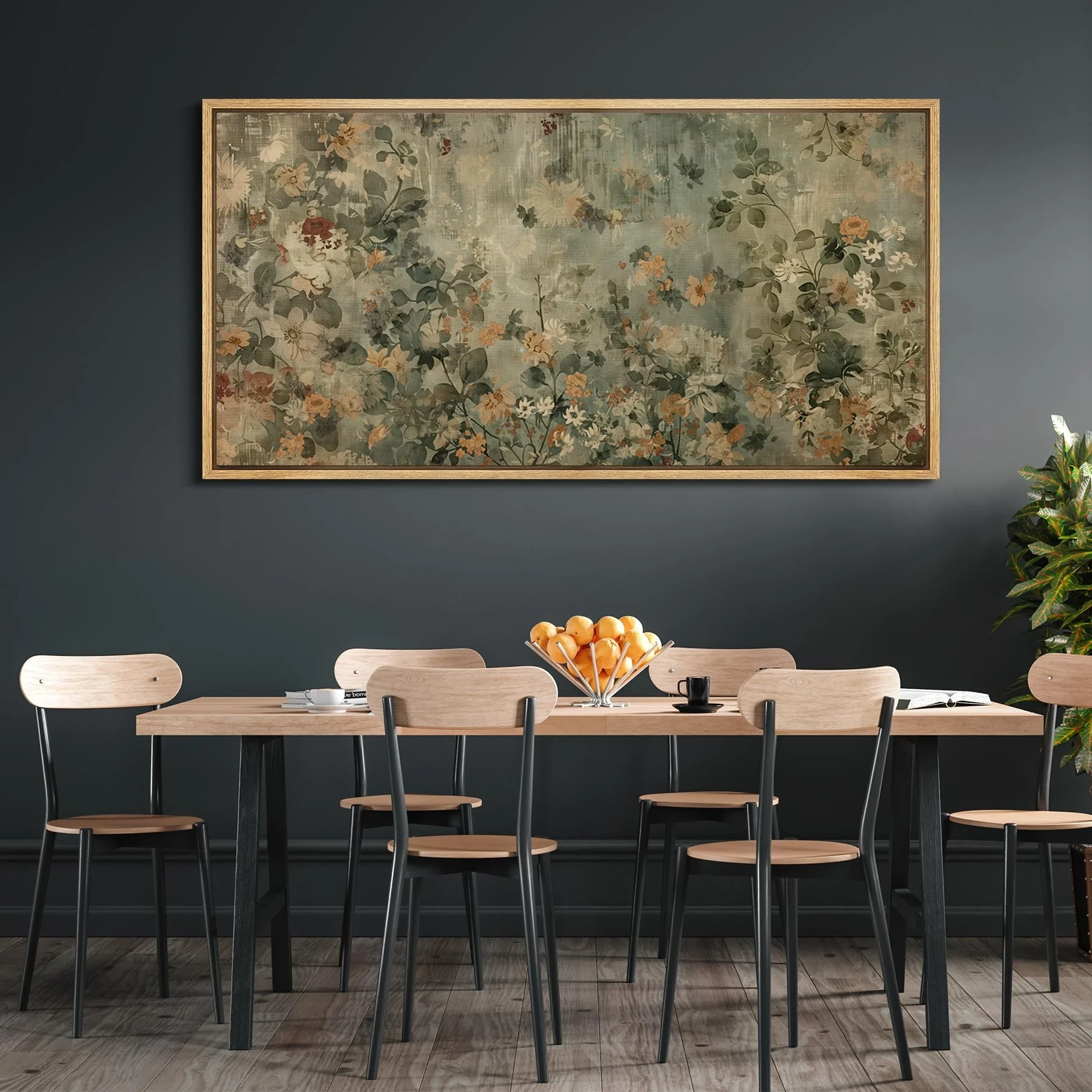 IDEA4WALL Extra Large Framed Canvas Print Wall Art Spring VIntage Floral Classic Art Traditional Oriental Landscape Wall Decor Oversized Artwork Relax/Calm for Living Room - 60