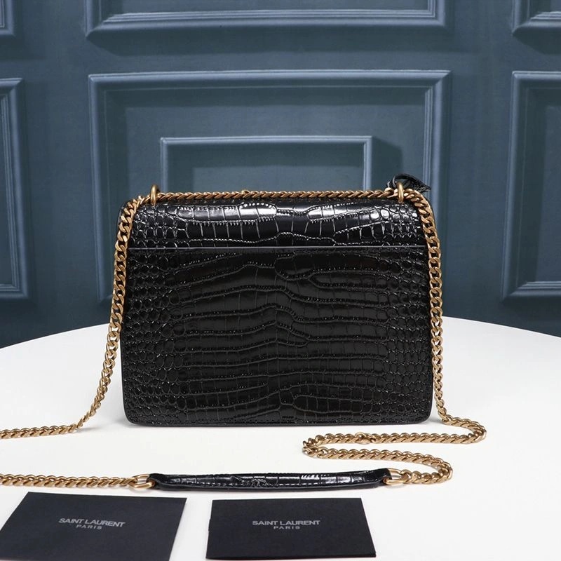 Saint Laurent Medium Sunset Chain Bag In Crocodile Embossed Leather Black Gold - Zealreplica ru | Zealreplicaru.com1:1High-quality replica