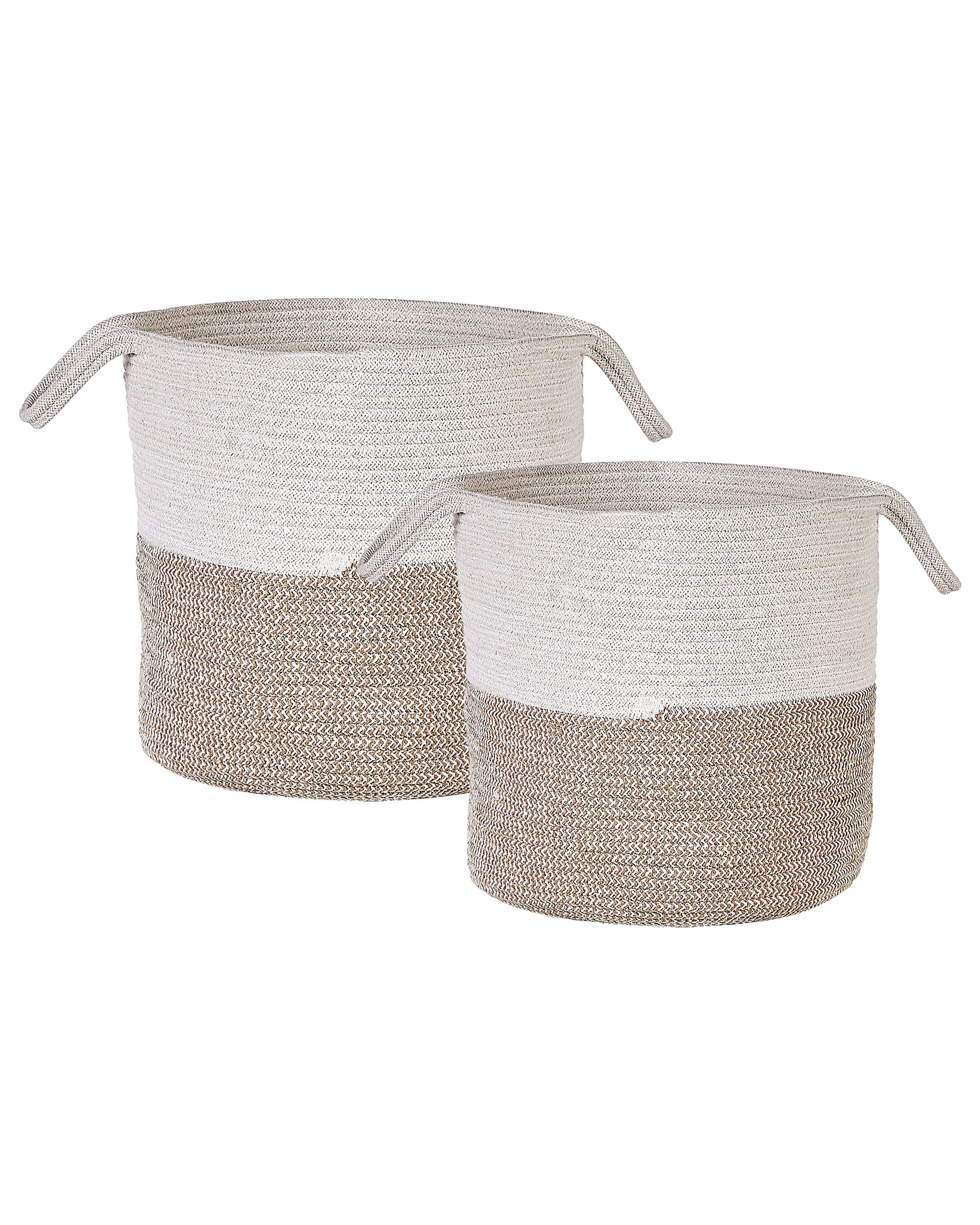 Set of 2 Baskets PAZHA Cotton Beige
