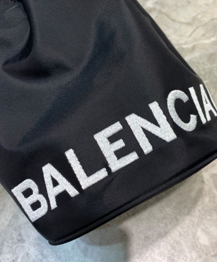 Balenciaga Wheel XS Drawstring Bucket Black - Replicaclubs