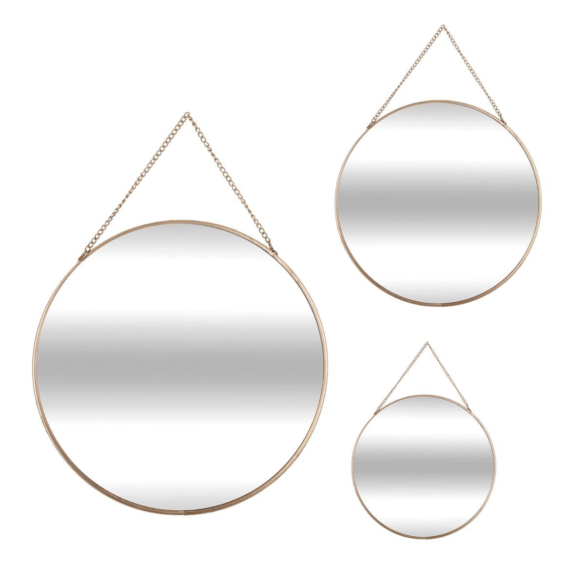 Set of 3 round mirrors "Leny" Black, D.20/24/29 cm