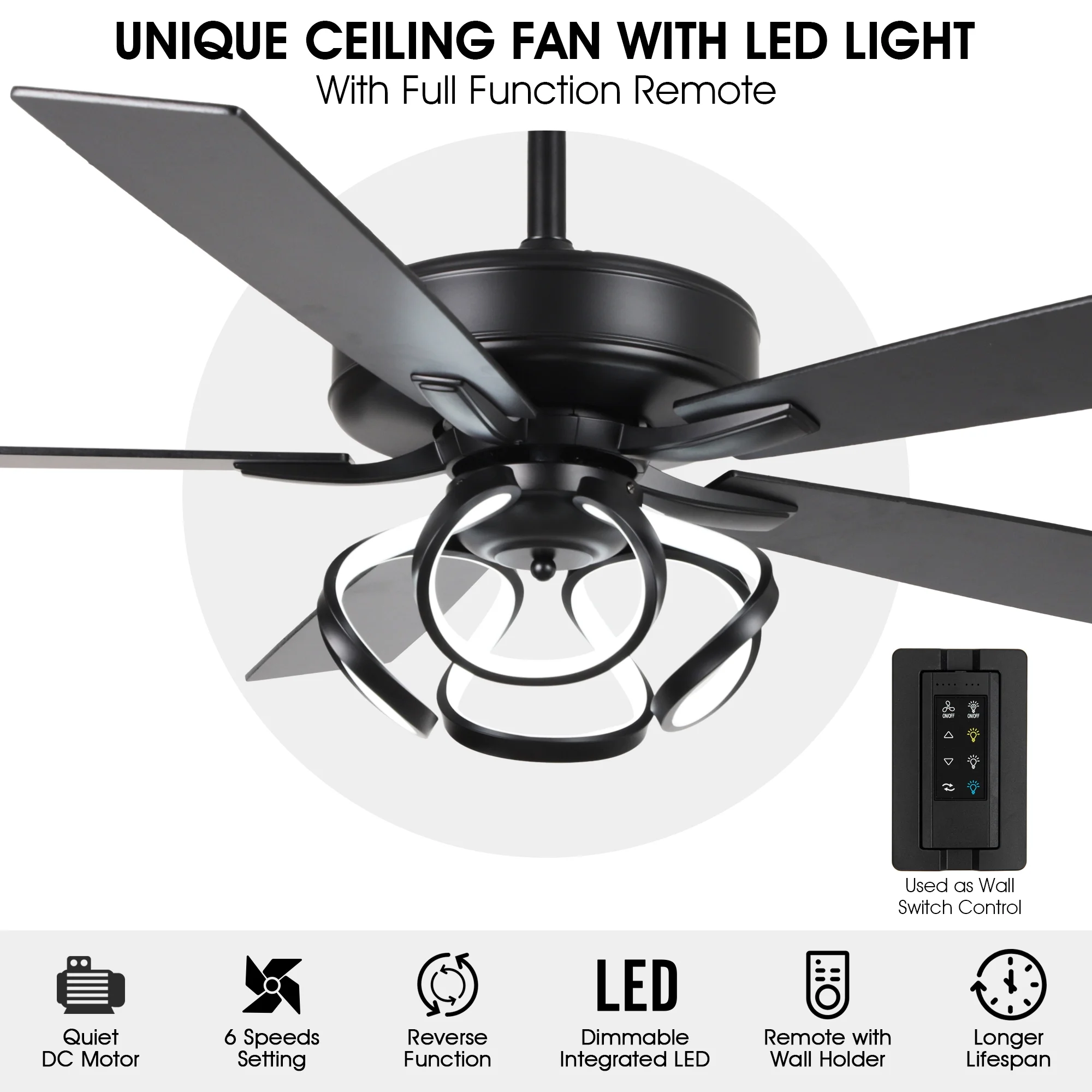 Parrot Uncle 52-Inch Contemporary Chrome Ceiling Fan with Integrated LED Lights and Remote Control - Image 25