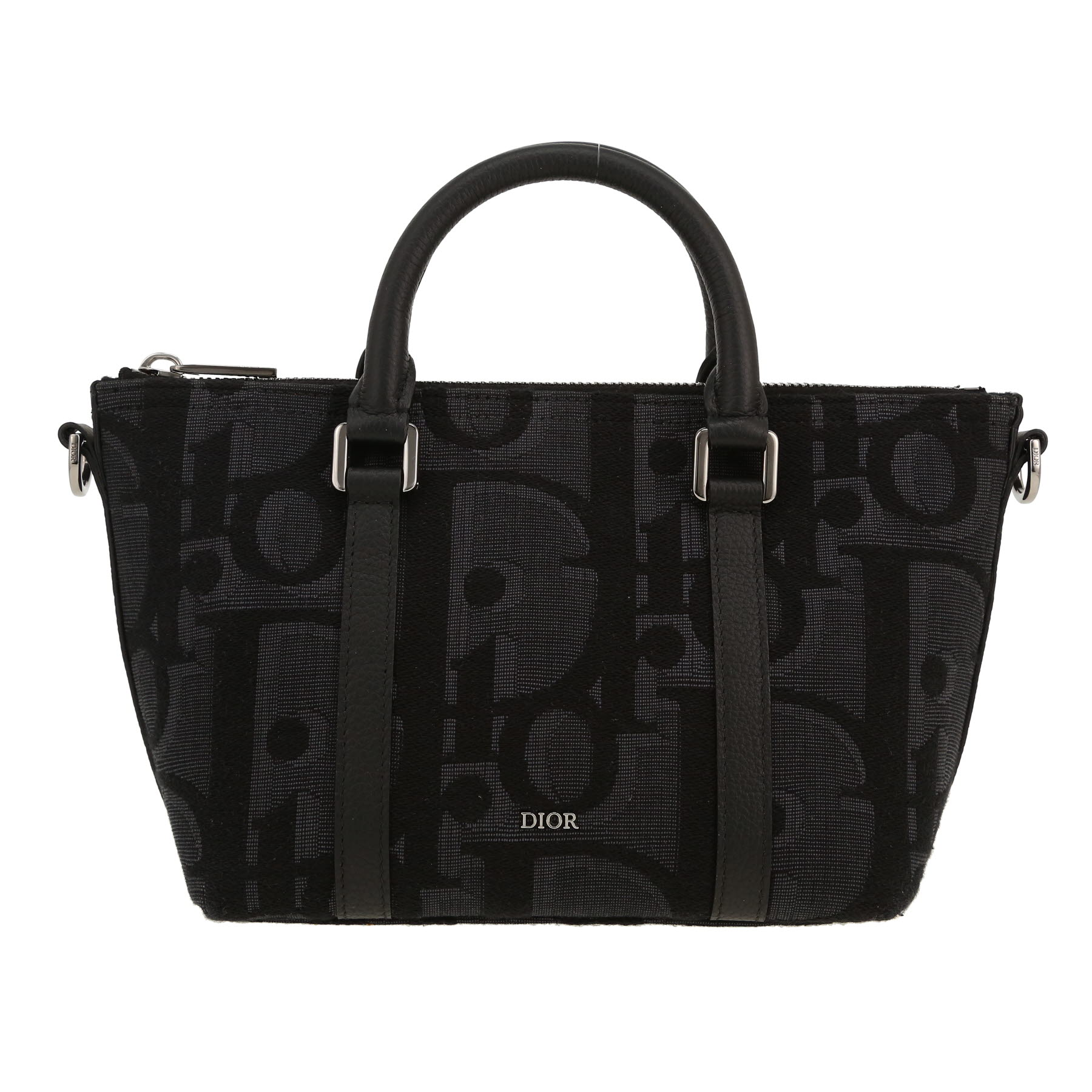 Dior handbag in black and grey logo canvas and black leather