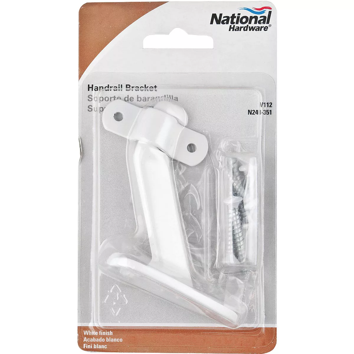 National Hardware White Zinc Die-Cast With Steel Strap Handrail Bracket