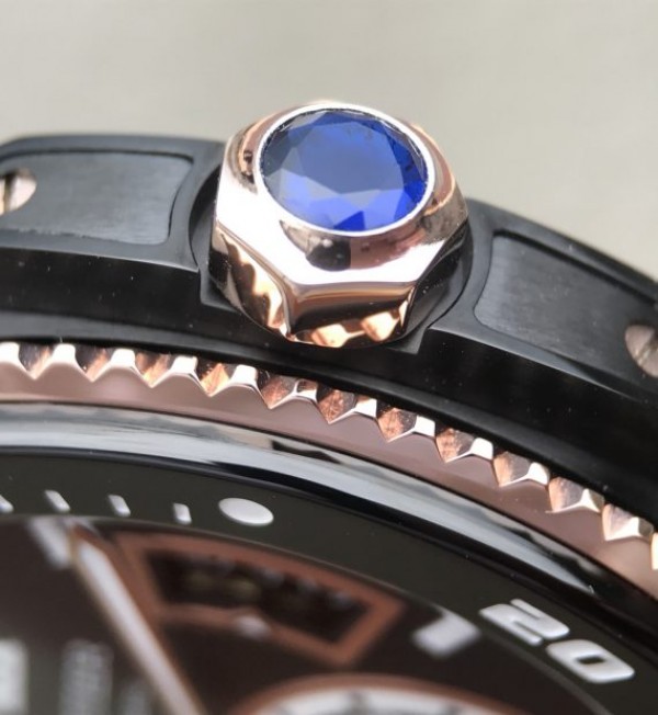 Replica Cartier JJF Calibre De Cartier Diver DLC Black Dial RG Bezel Black Rubber Strap A23J - Top club