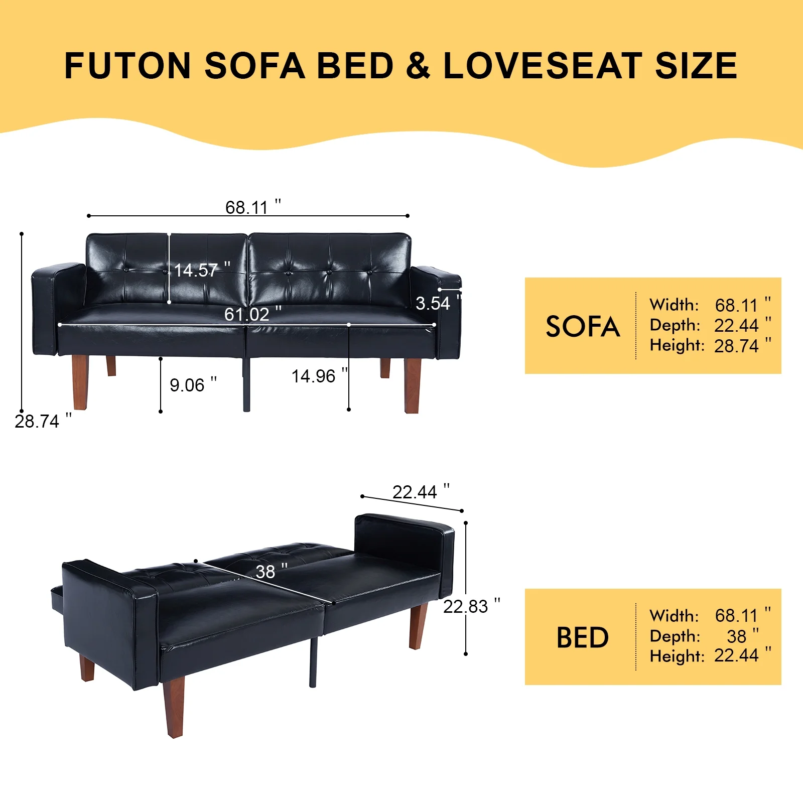 Sofa Bed, Convertible Memory Foam Futon Couch, Adjustable Sleeper Sofa Bed for Living Room, Gray - Image 23