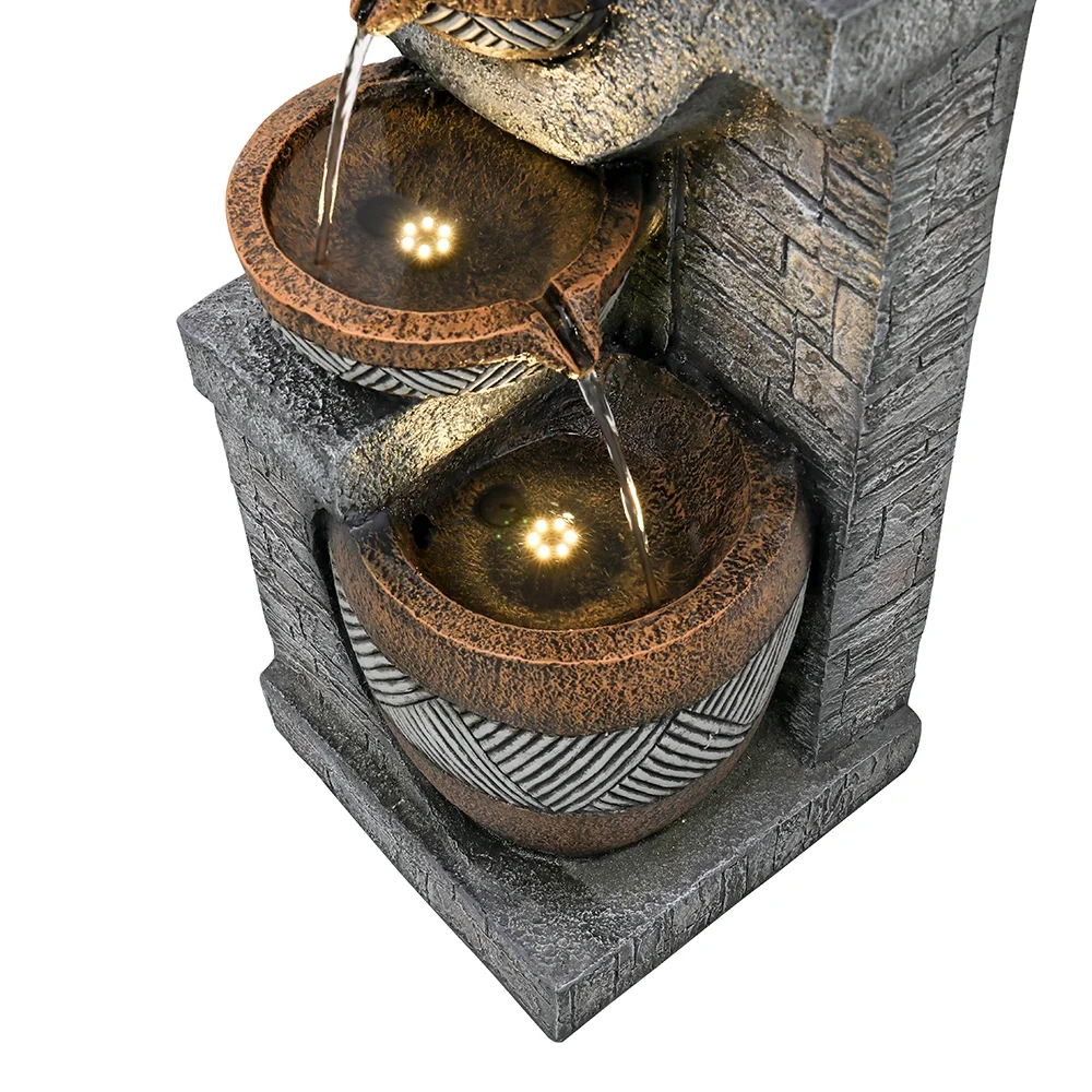 SunJet 5-Tiers Indoor/Outdoor Garden Water Fountain - 42.5inches Modern Floor-Standing Cascading Water Feature - Suitable for Deck, Patio, Porch, Yard Decor - Image 8