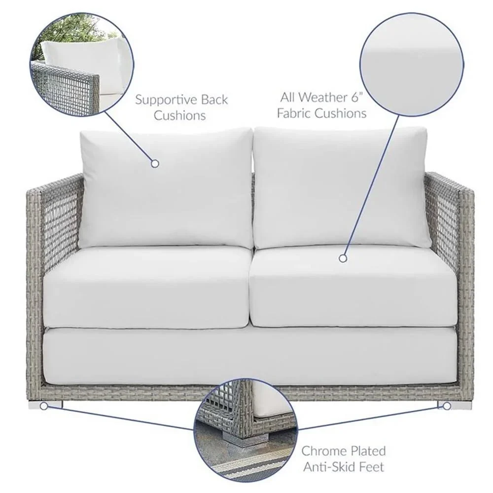 Afuera Living Wicker Patio Loveseat, Gray - 52in W x 32in D - Image 23 Afuera Living Wicker Patio Loveseat, Gray - 52in W x 32in D - Image 23