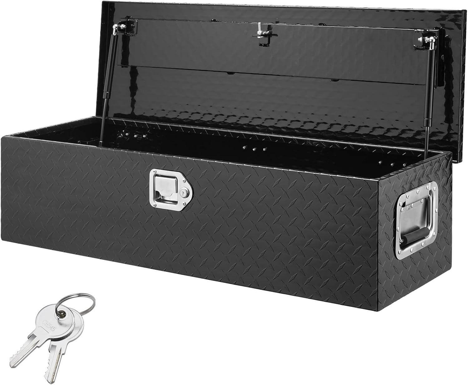 VEVOR Heavy Duty Aluminum Truck Bed Tool Box, Diamond Plate Tool Box with Side Handle and Lock Keys, Storage Tool Box Chest Box Organizer for Pickup, Truck Bed, RV, Trailer, 39
