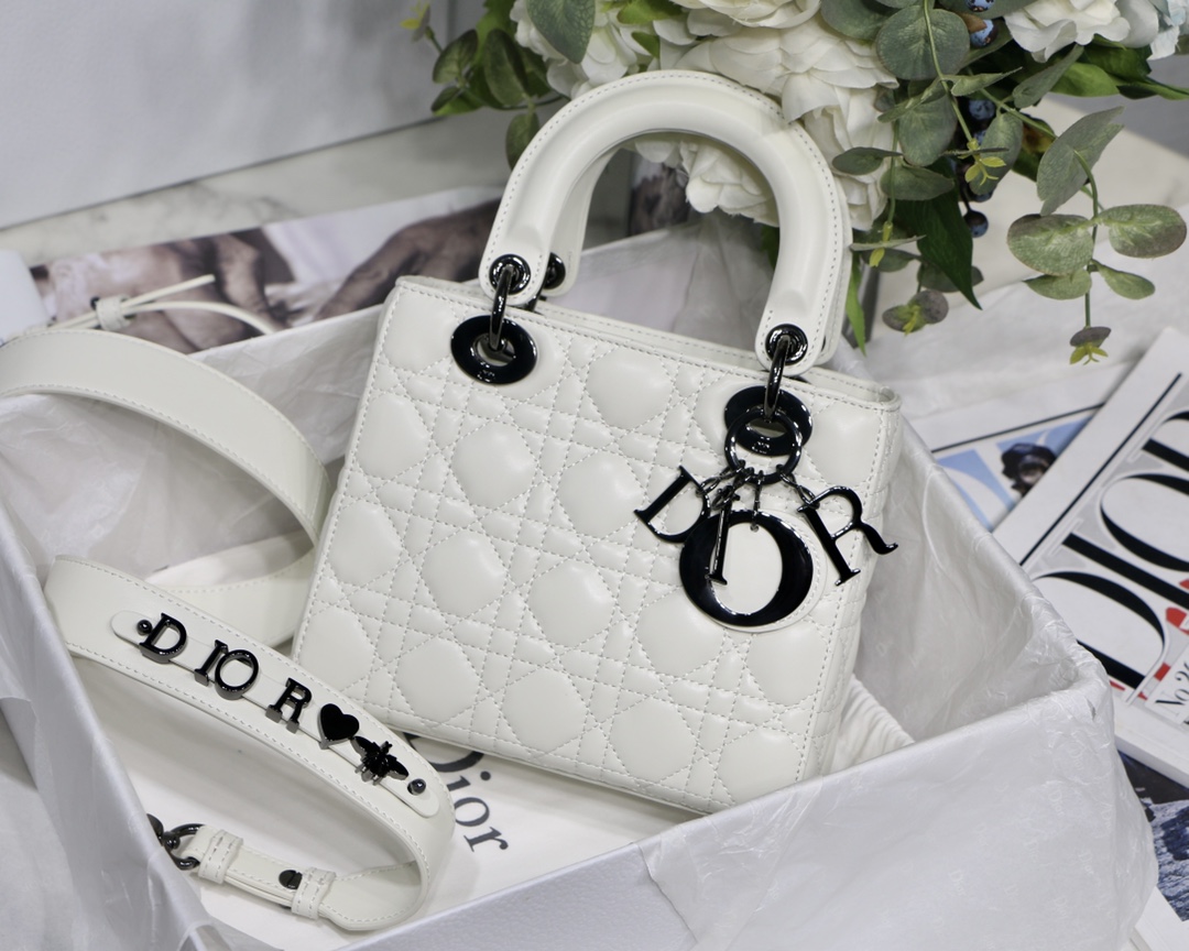 Small Lady Dior My Abcdior Bag Black/Grey/White For Women 8in/20cm1:1High-quality replica
