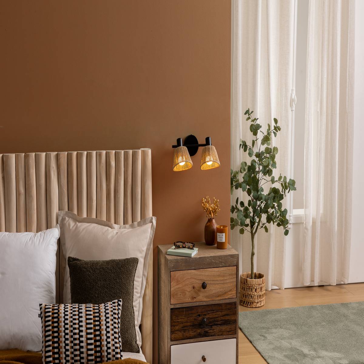 Wall/Ceiling Light "Myha" Beige, 28x15 cm