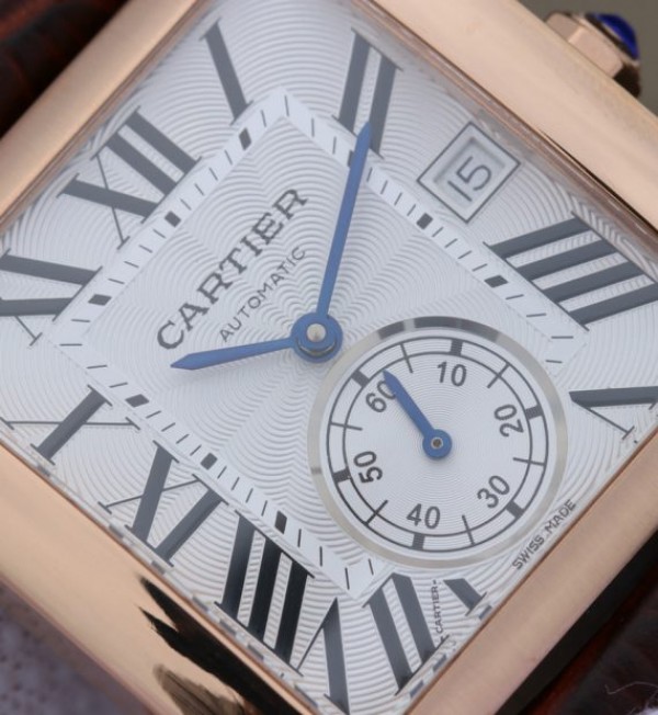Replica Cartier Tank MC RG White Textured Dial Brown Leather Strap - Top club