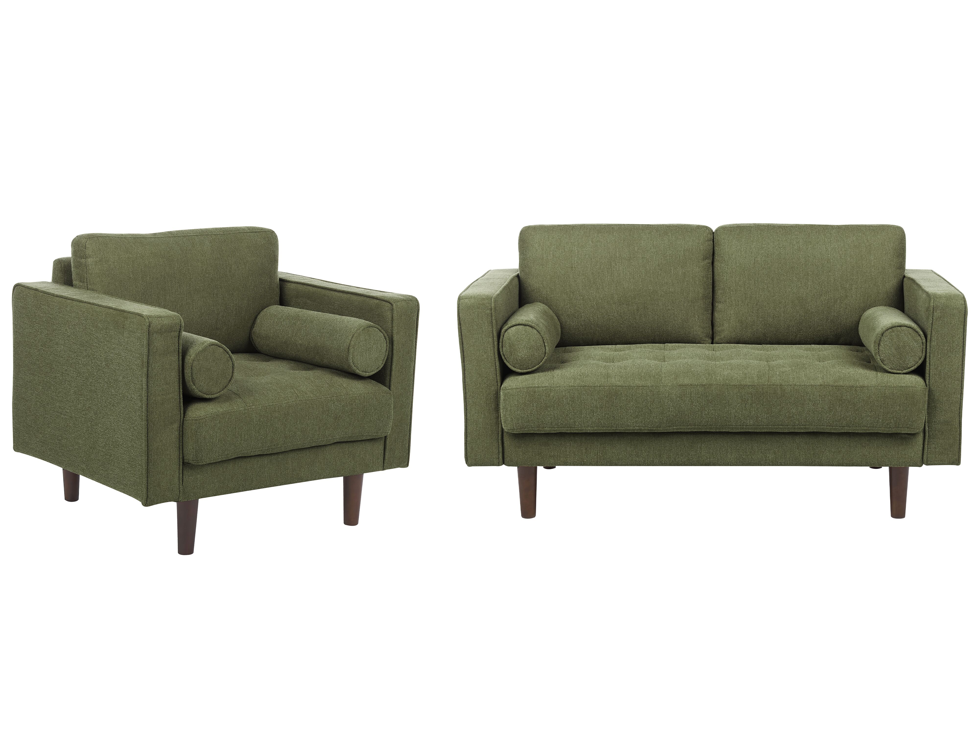 Living Room Set 3 Seater NURMO Fabric Dark Green