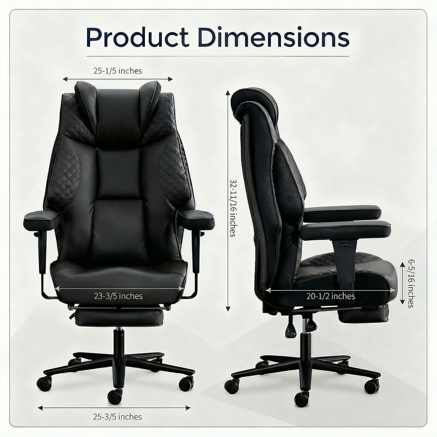 Big and Tall Office Chair 500lbs - 23.6