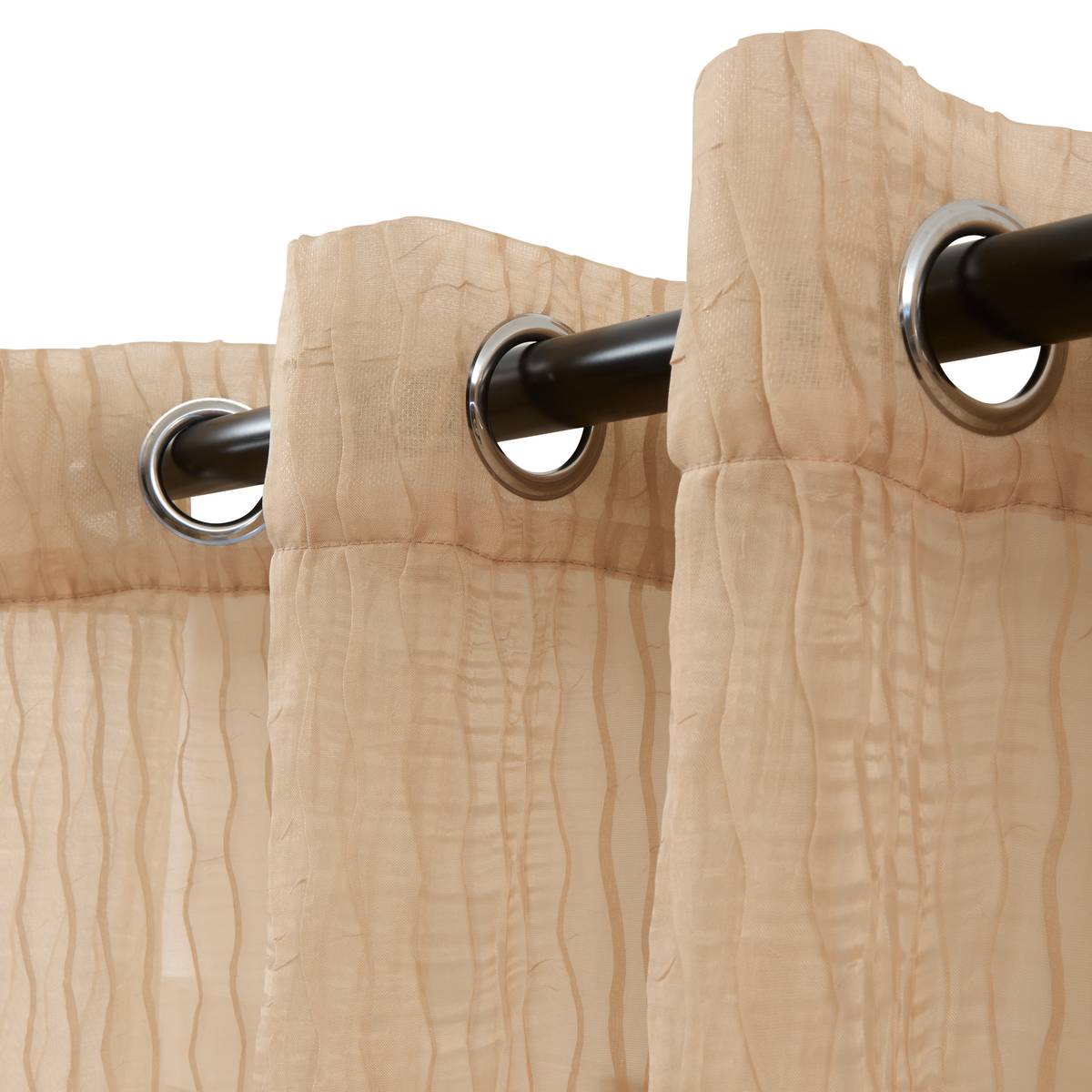 "Mila" Sheer Curtain Beige linen, 240x140 cm