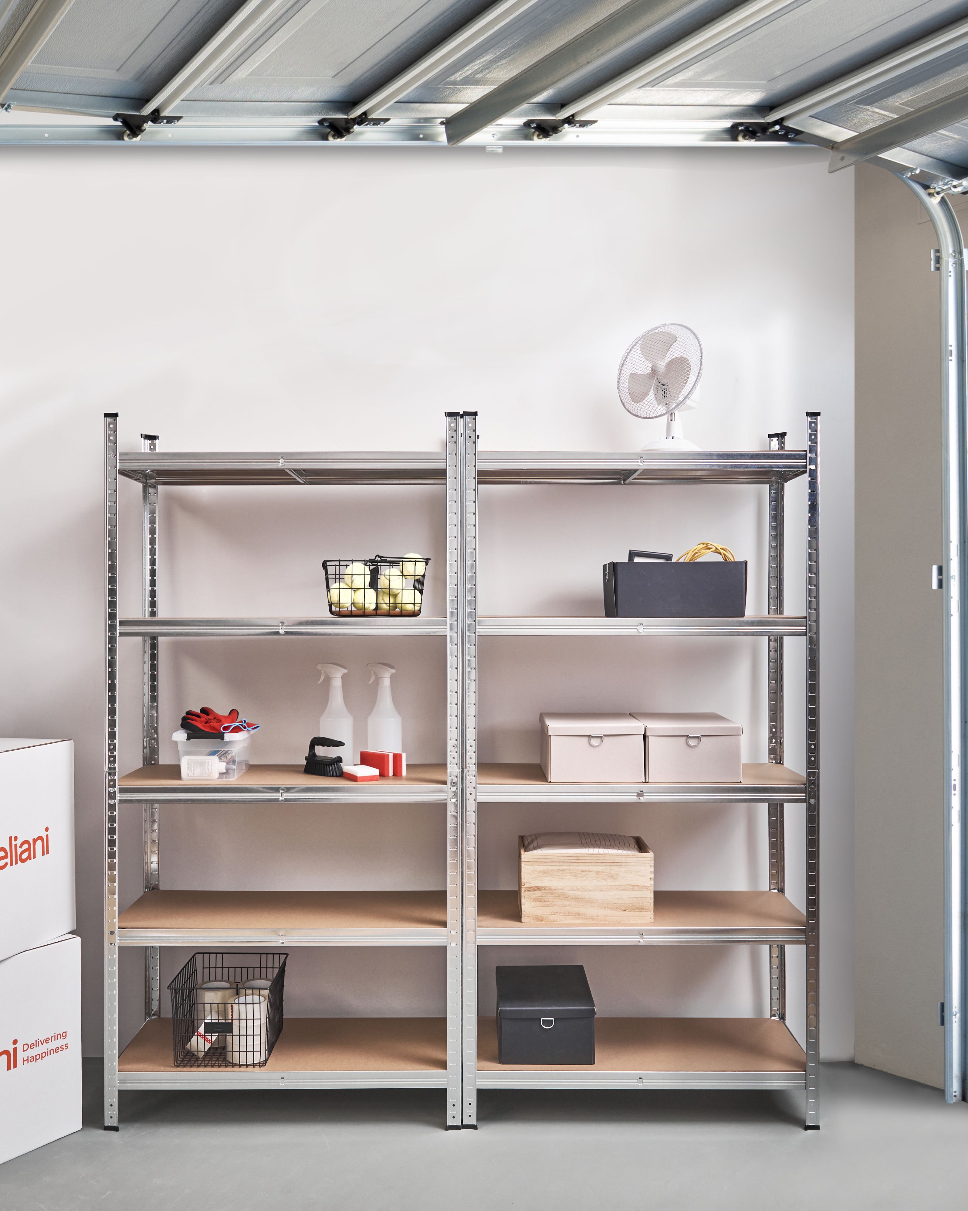 Set of 2 Garage Shelves XITTA Metal 90 cm 40 cm Silver