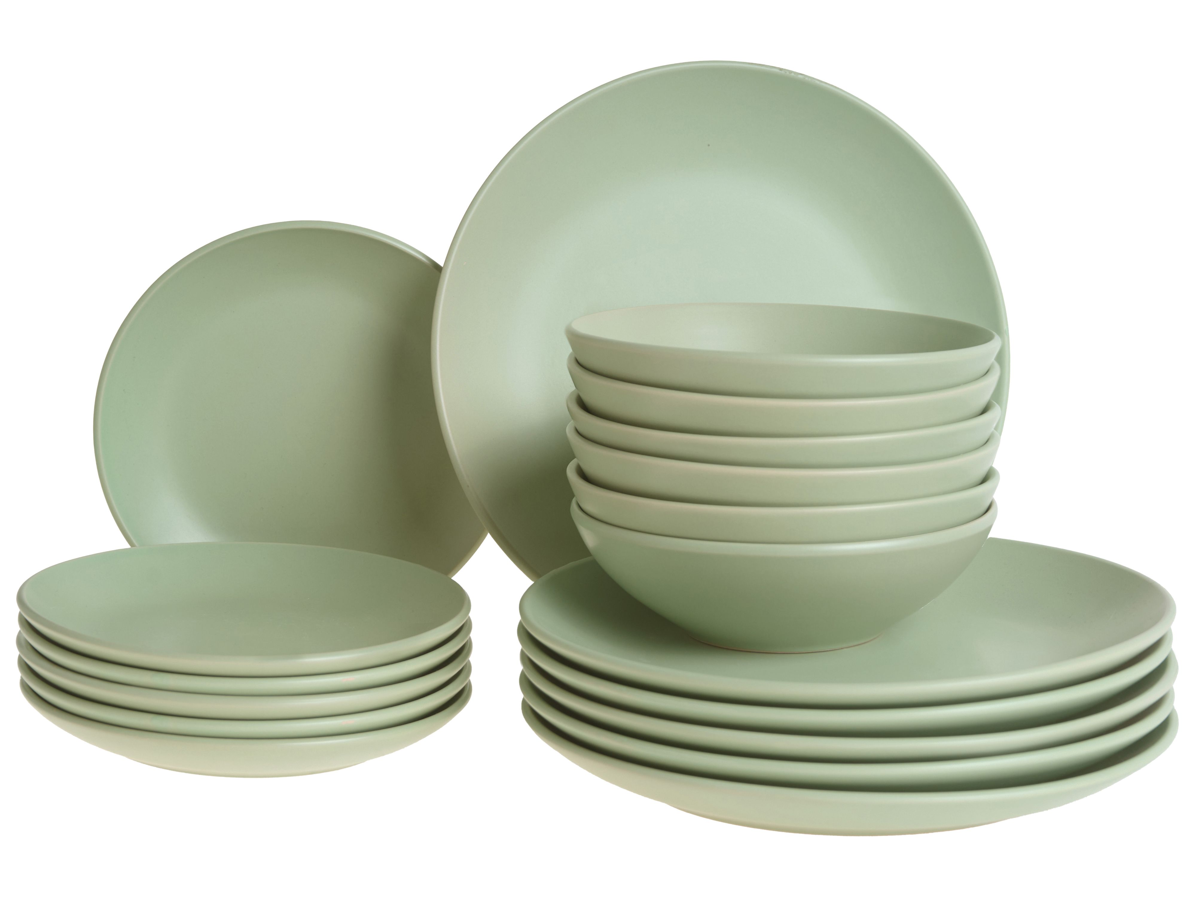 Set of 18 Dinnerware VIVANI Stoneware Green