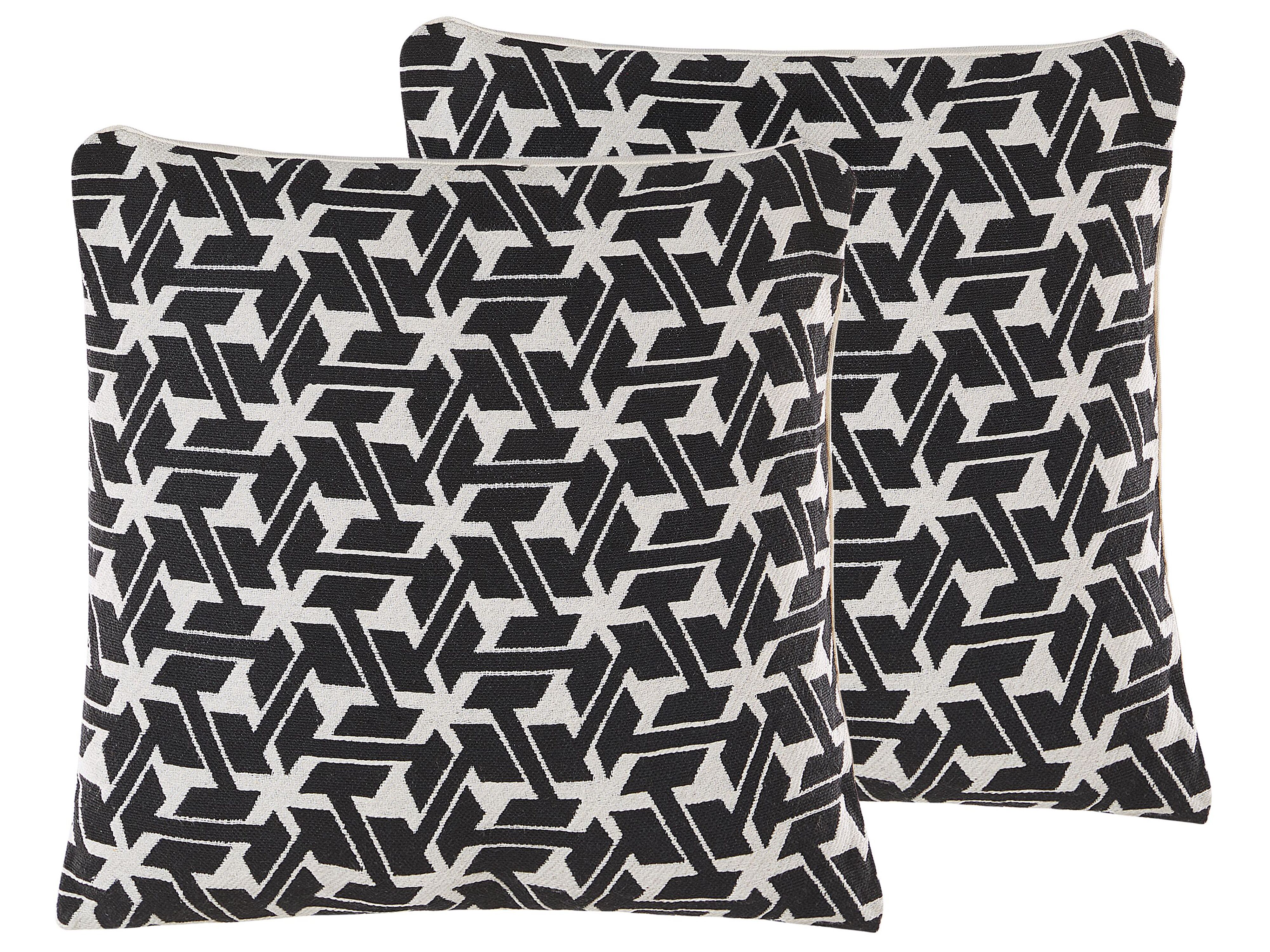 Set of 2 Decorative Cushions ANDIRIN Cotton 45 x 45 cm Black Geometric Pattern