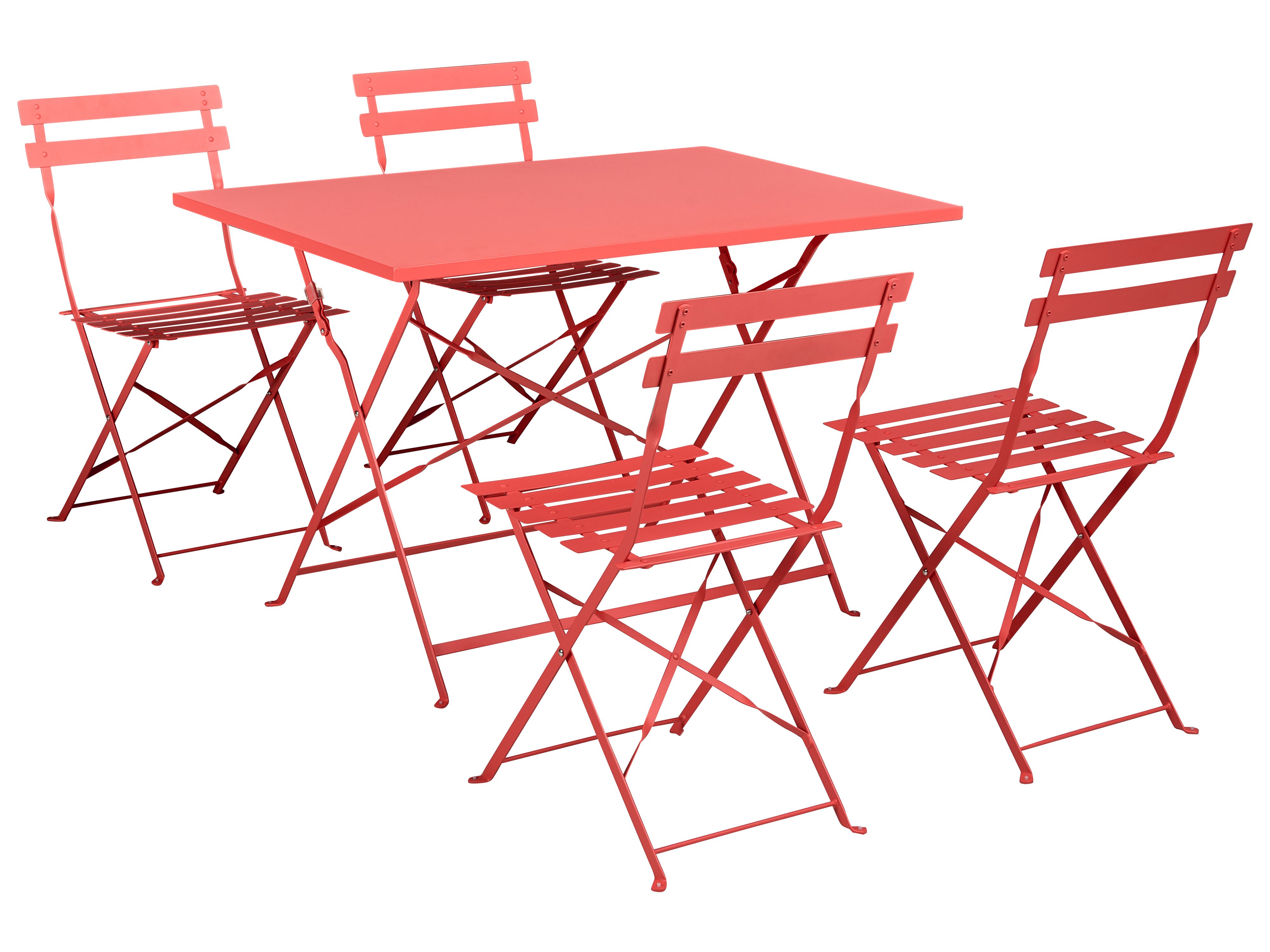 Garden Dining Set 4 Seater FIORI Metal Red