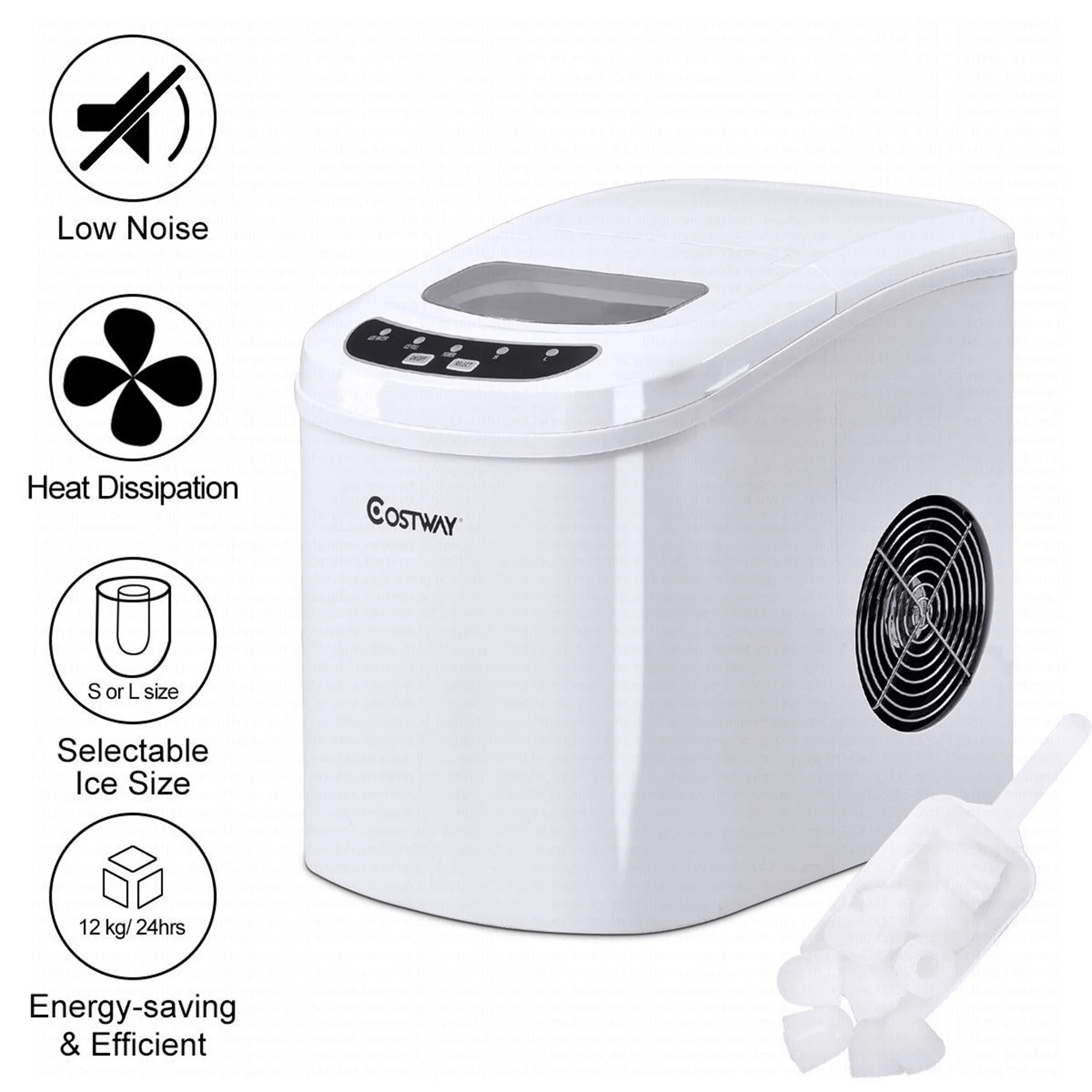 Costway Silver Portable Compact Electric Ice Maker Machine Mini Cube 26lb/Day - Image 46