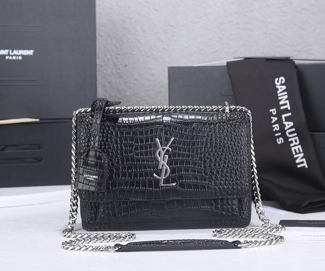 Replica Ysl Sunset Medium In Crocodile Embossed Shiny Leather 17371:1High-quality replica