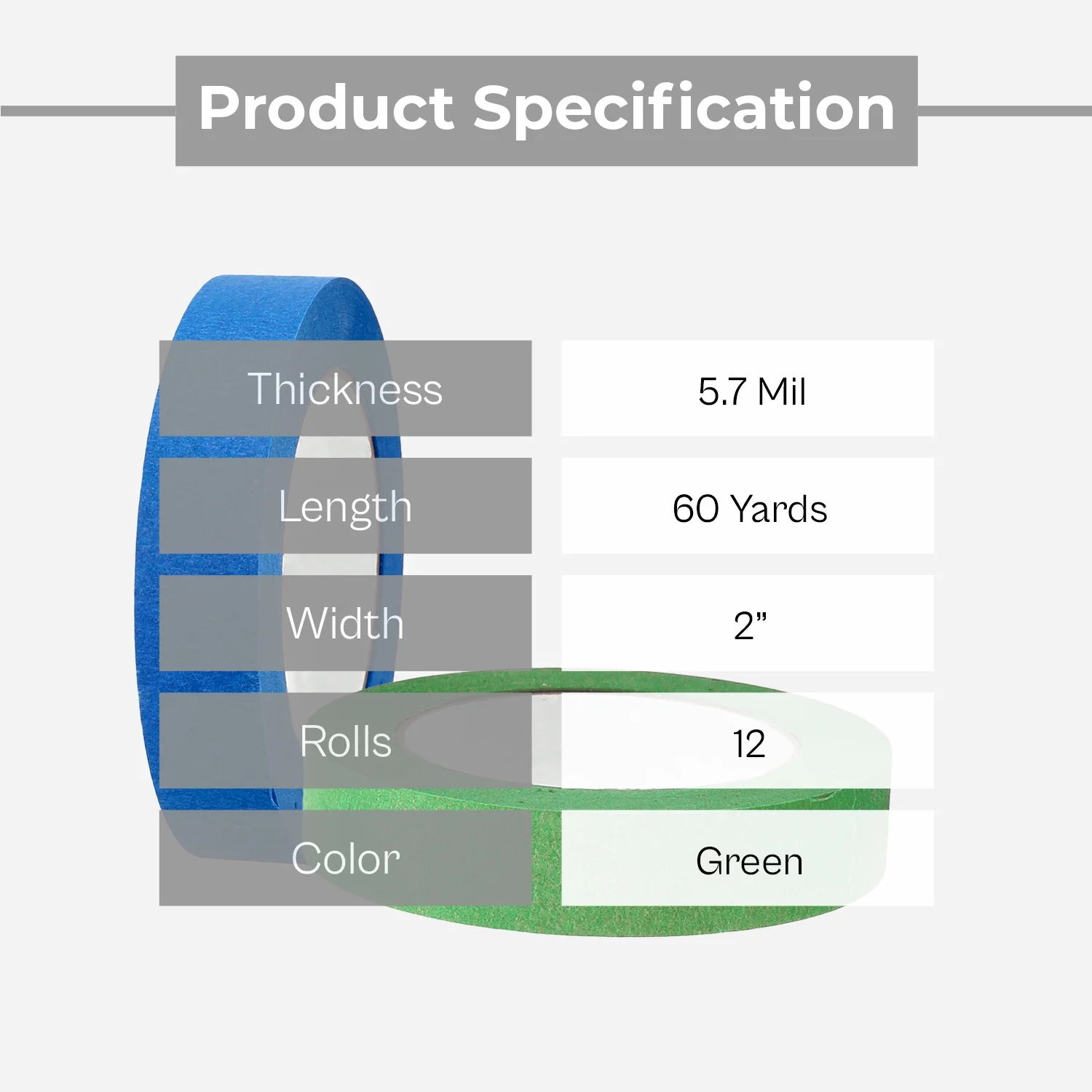 Shield Tape 12 Rolls - 5.7 Mil - Multipurpose Painters Masking Tape Withstands Paint Splashes, High Performance Acrylic Adhesive, Strong & Durable, 2