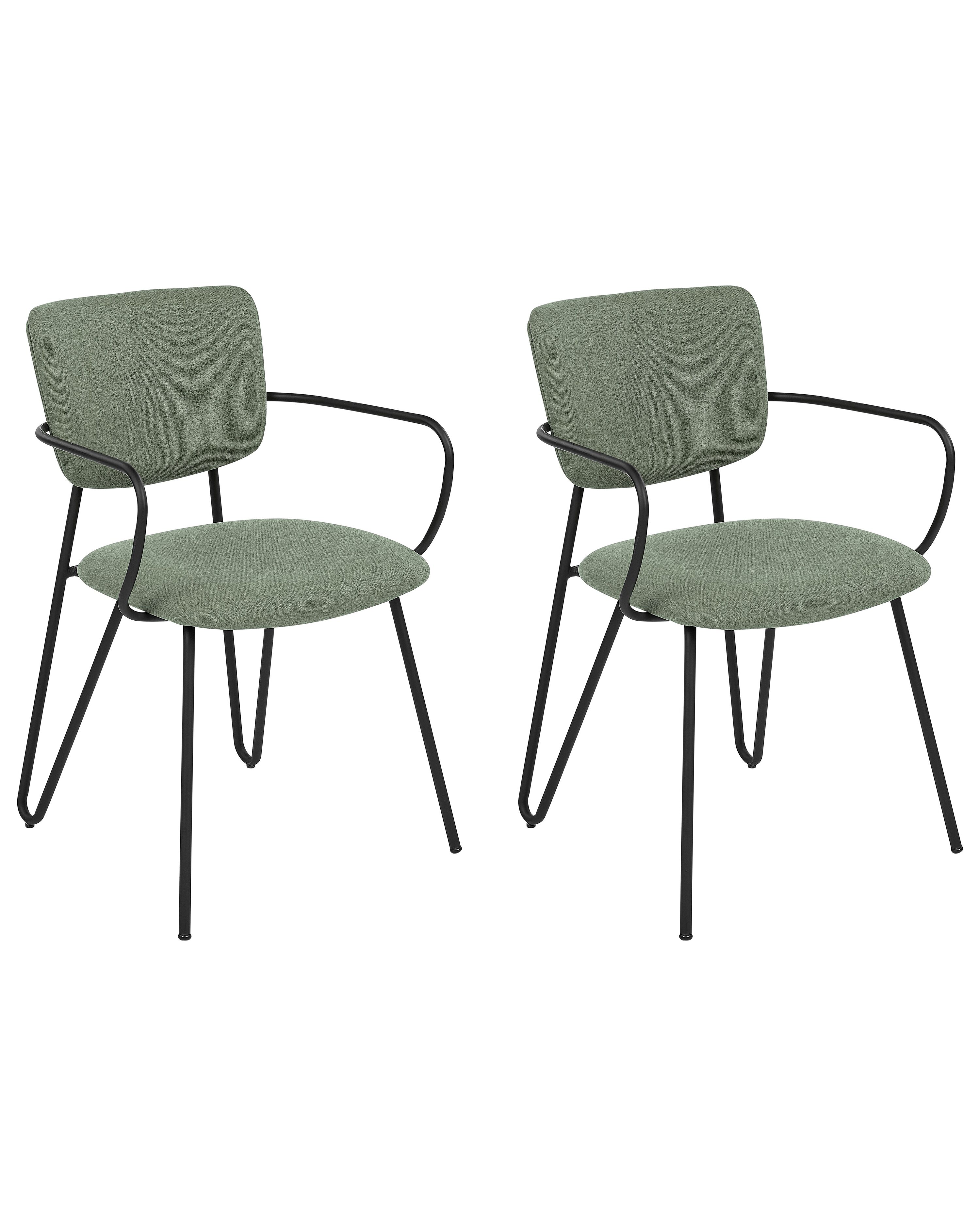 Set of 2 Dining Chairs ELKO Fabric Dark Green