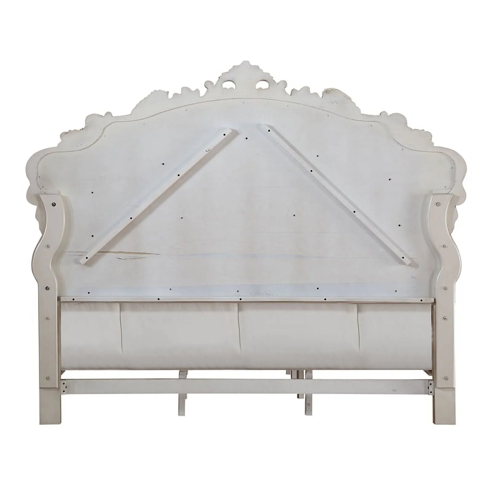 Acme Gorsedd Queen Bed in Cream Fabric and Golden Ivory - Image 5