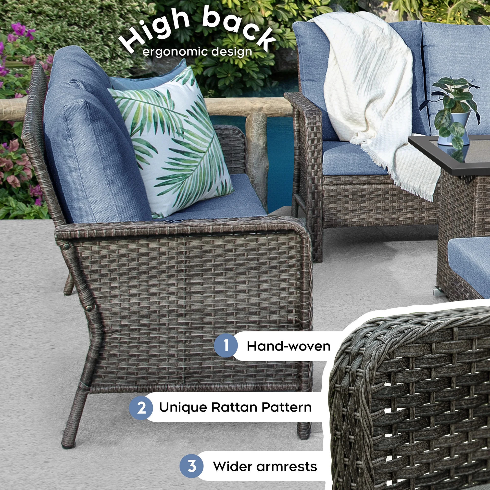Brafab 7 Seat Outdoor Patio Furniture Set with 44