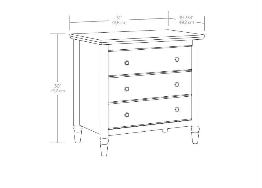 My Texas House Monroe 3 Drawer Nightstand with USB, Brushed Oak Finish - Image 5