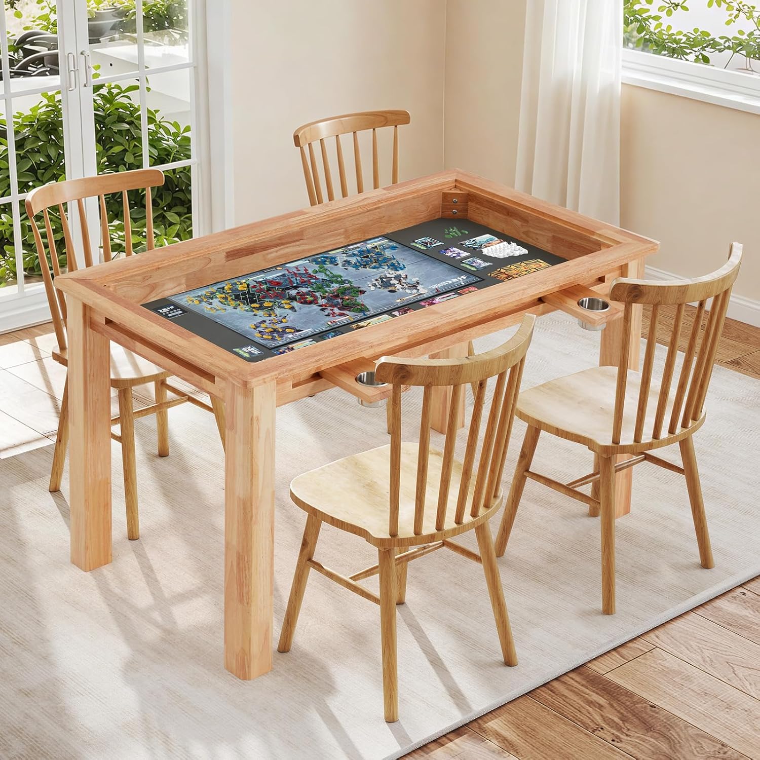 Oak Board Game Table with Removable Table Top, 52