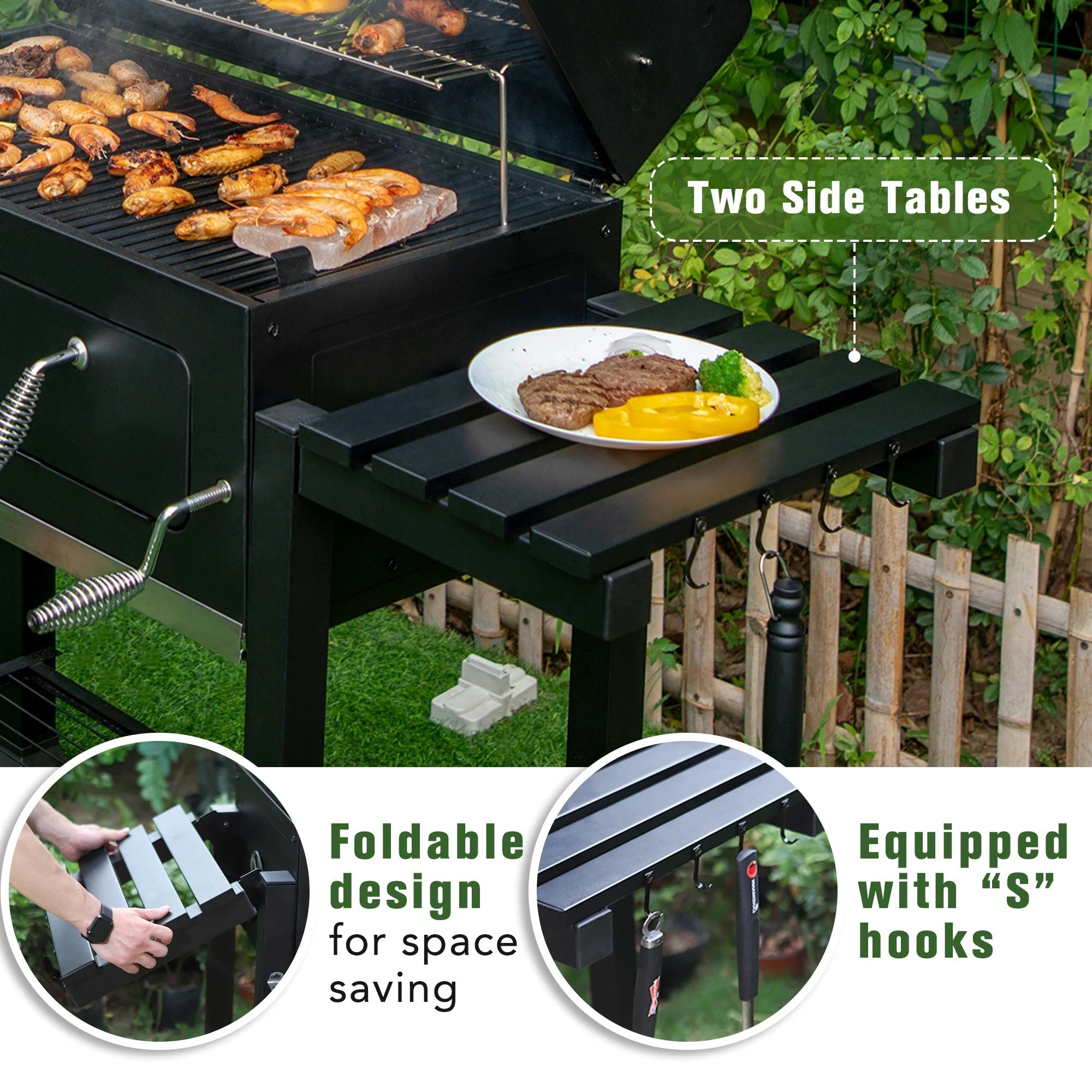 & William 34-inch BBQ Charcoal Grill Outdoor Portable Barbecue Grill - Image 5